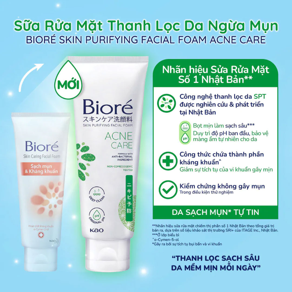 Sữa Rửa Mặt Bioré Làm Sạch Sâu 100g Skin Purifying Facial Foam (Đủ loại)