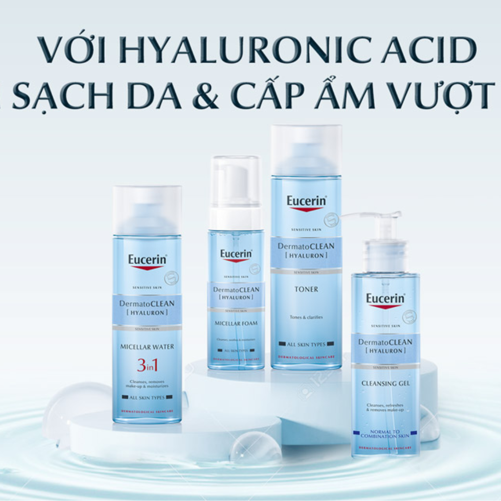 Gel Rửa Mặt Eucerin Dành Da Nhạy Cảm 200ml Dermato Clean Hyaluron Cleansing Gel