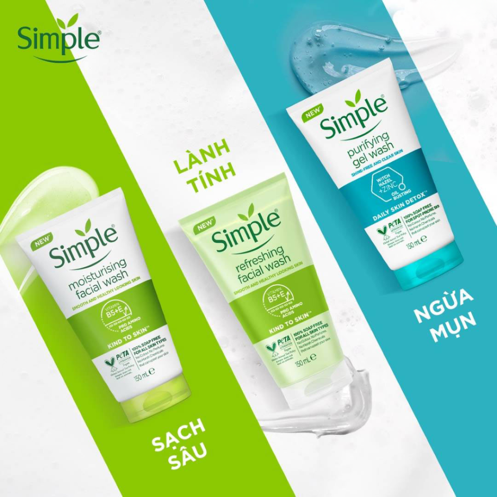 Gel Rửa Mặt Simple Thanh Khiết, Giảm Bóng Nhờn 150ml Purifying Gel Wash