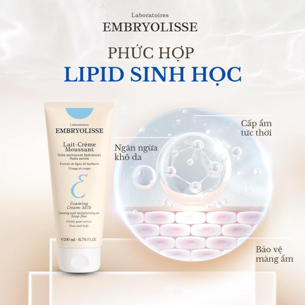 Sữa Rửa Mặt Embryolisse Làm Sạch Sâu, Chống Oxy Hóa 200ml Lait-Creme Moussant