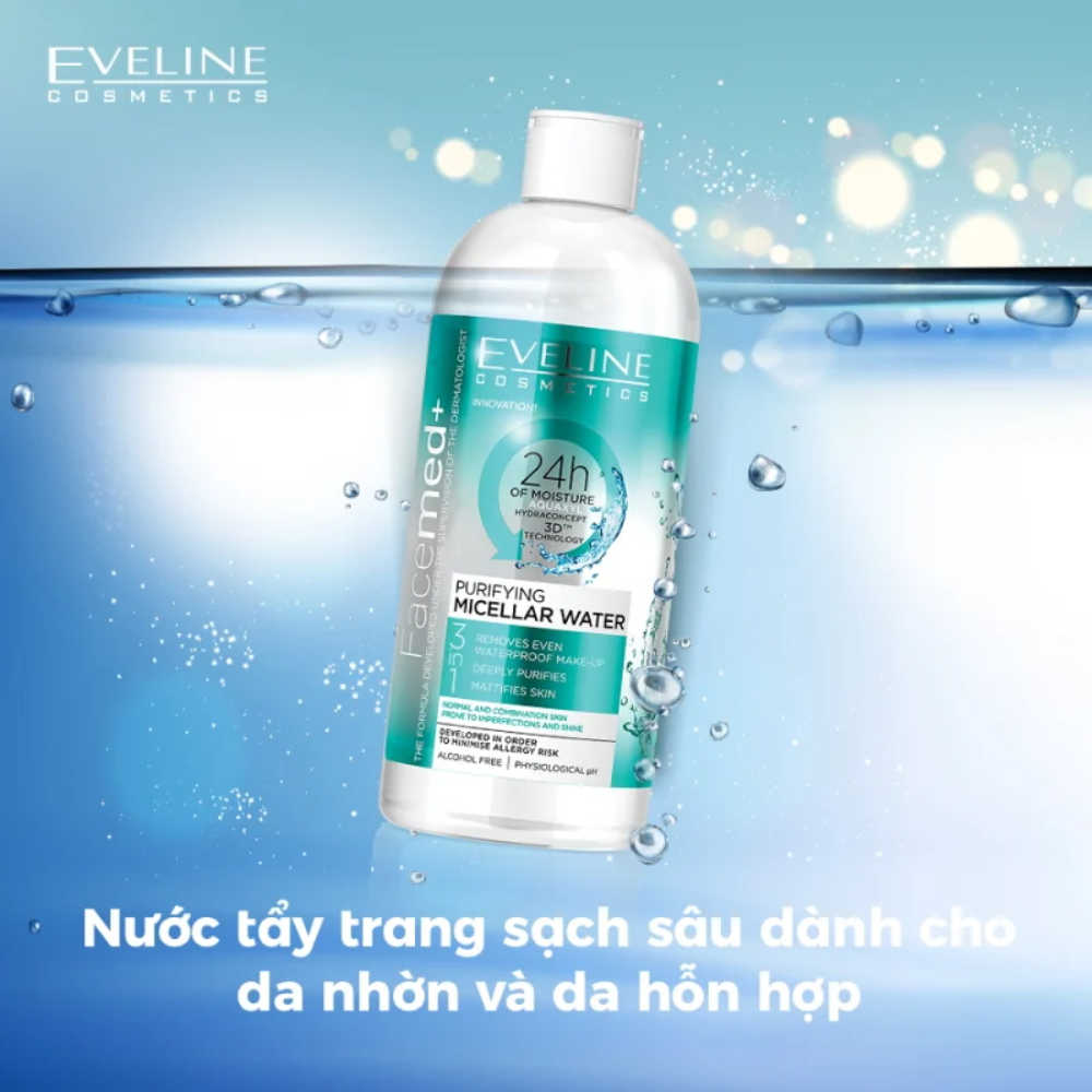 Nước Tẩy Trang Eveline Da Thường, Da Dầu, Da Hỗn Hợp 400ml