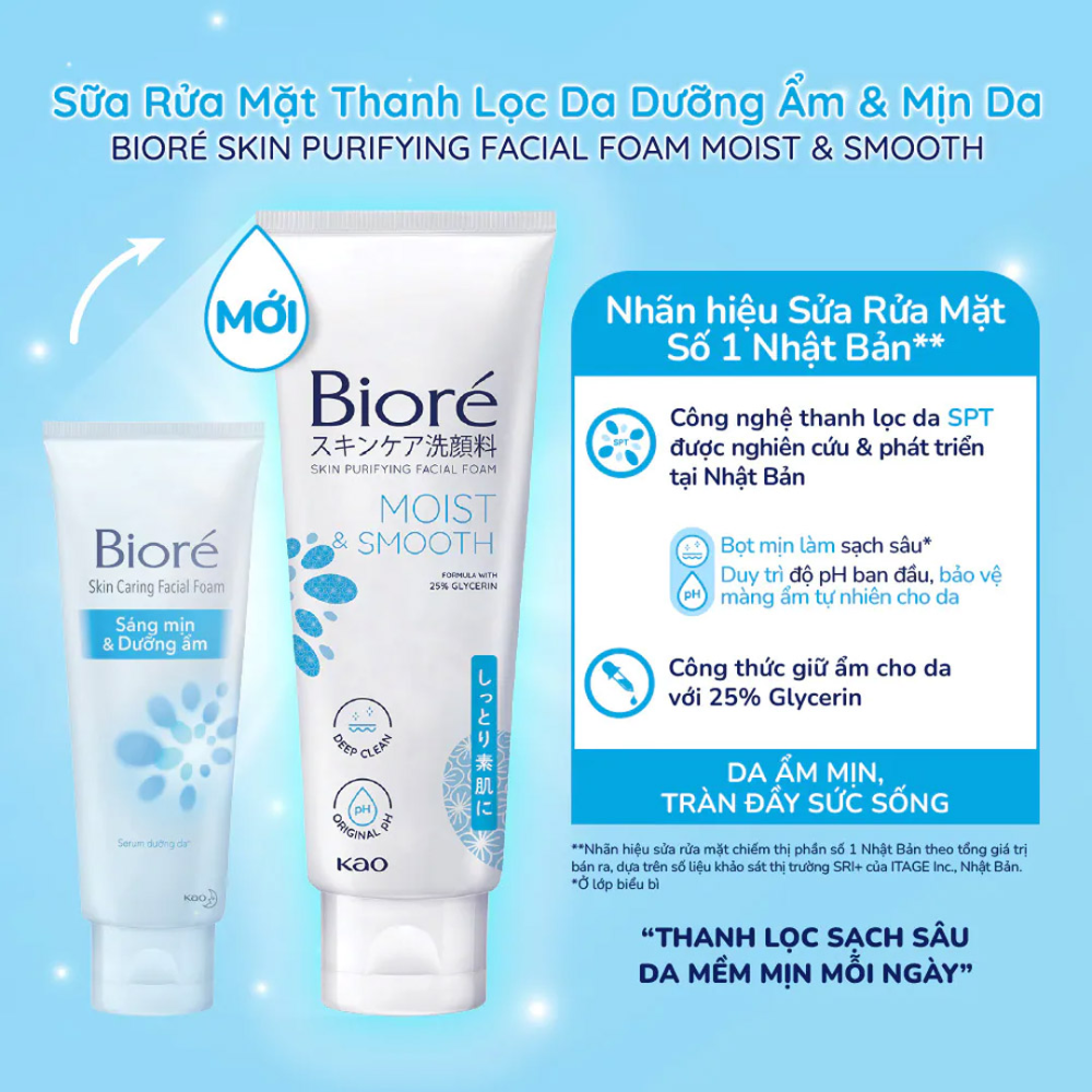 Sữa Rửa Mặt Bioré Làm Sạch Sâu 100g Skin Purifying Facial Foam (Đủ loại)