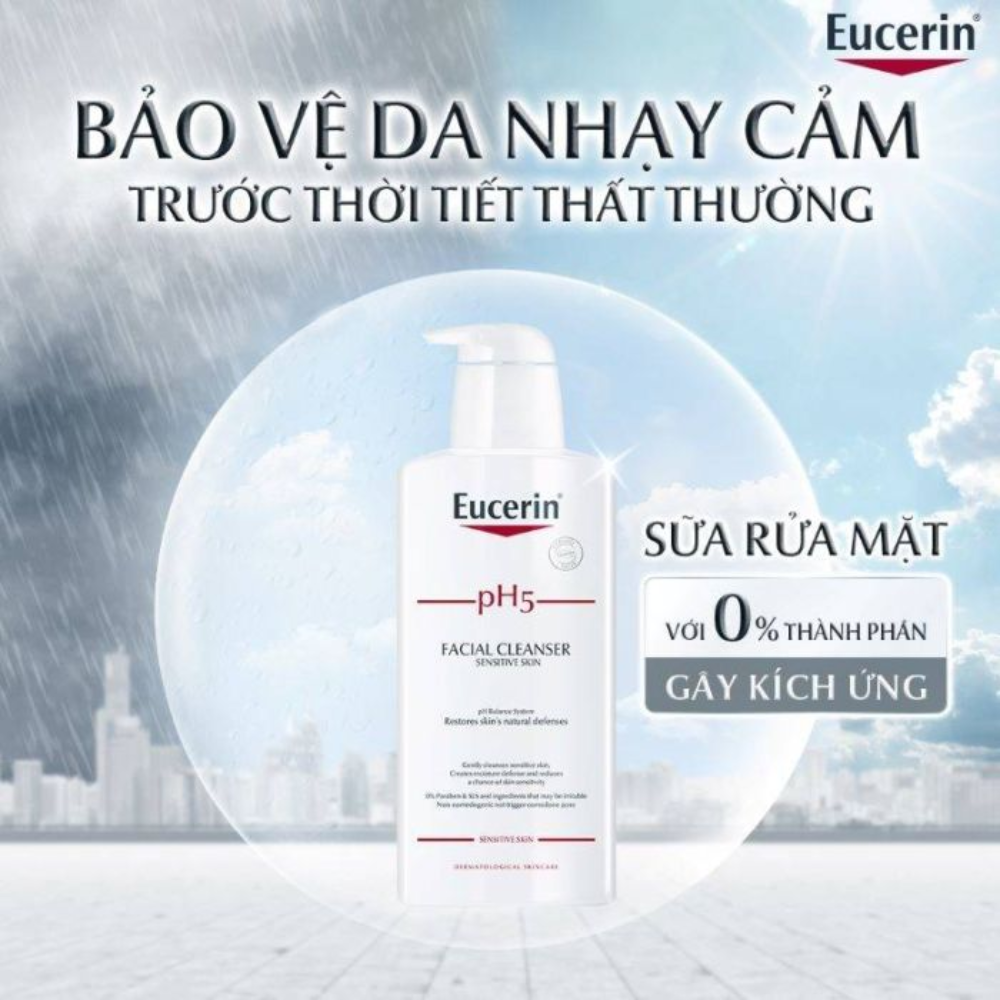 Sữa Rửa Mặt Eucerin Dịu Nhẹ Cho Da Nhạy Cảm 400ml pH5 Facial Cleanser Sensitive Skin