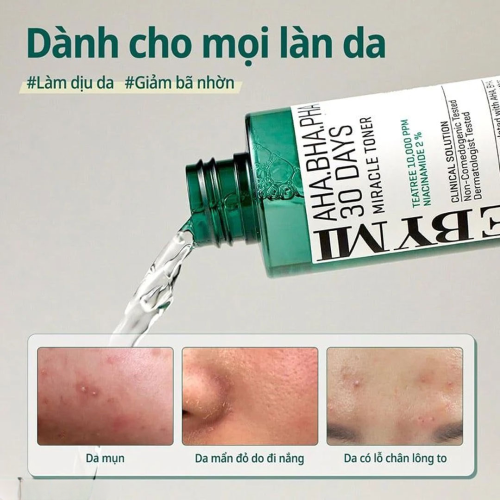 Nước Hoa Hồng Some By Mi AHA-BHA-PHA Dành Cho Da Mụn 150ml Miracle Toner AHA-BHA-PHA 30 Days