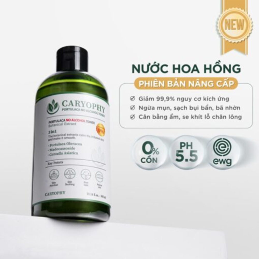 Nước Hoa Hồng Caryophy Ngừa Mụn Kiềm Dầu Giảm Thâm 300ml Portulaca Toner