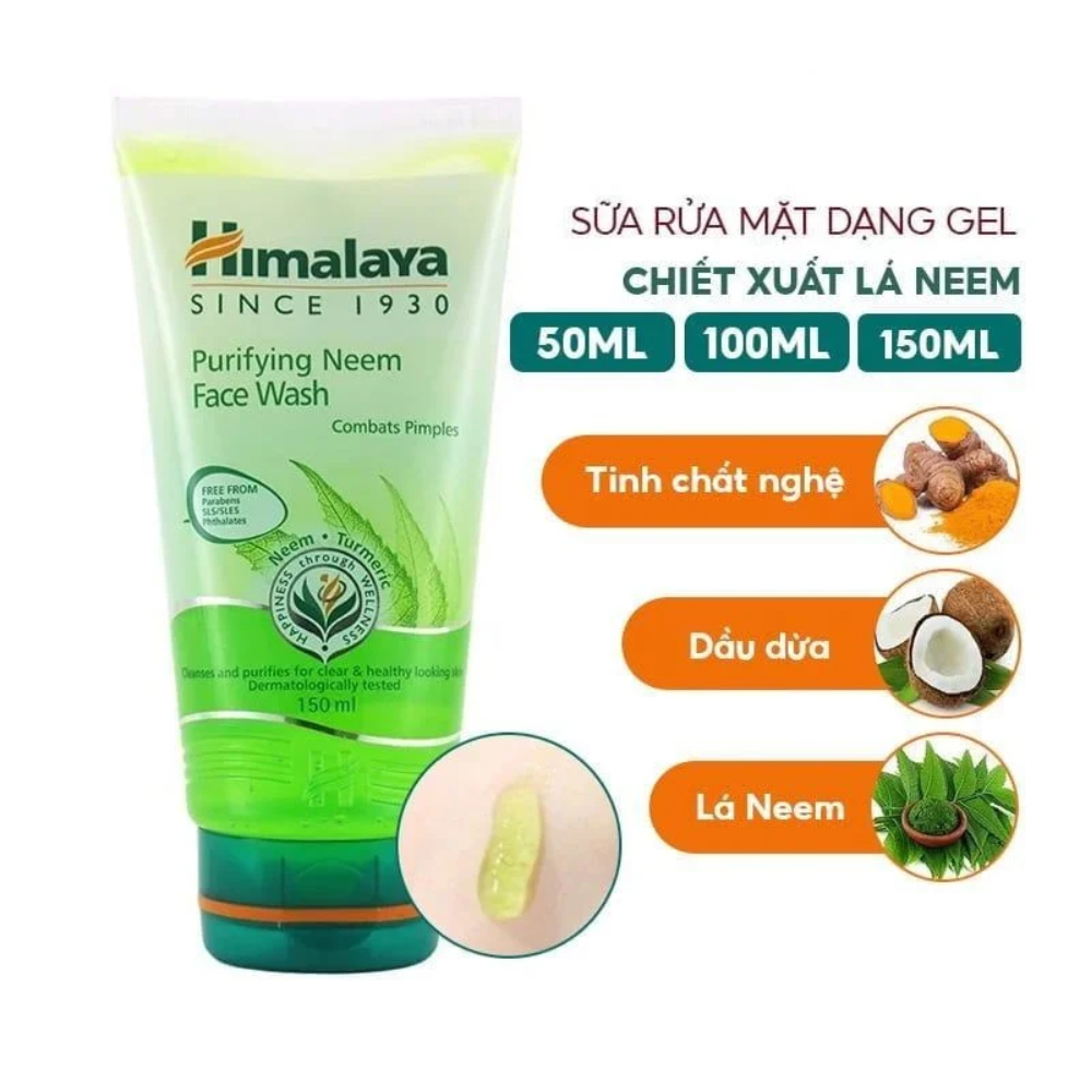 Sữa Rửa Mặt Himalaya Herbals Lá Neem Làm Giảm Mụn 150ml Purifying Neem Face Wash