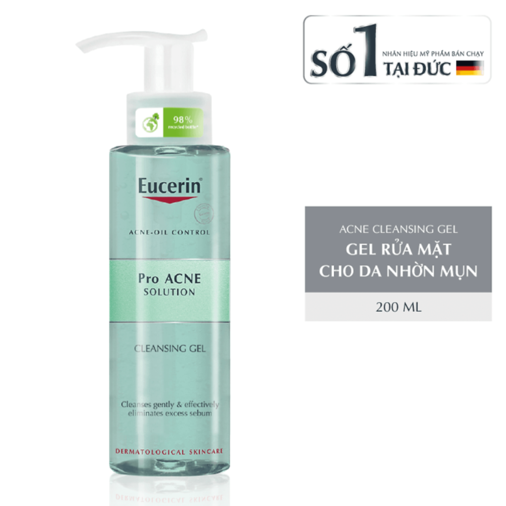 Gel Rửa Mặt Eucerin Cho Da Nhờn Mụn 400ml Pro ACNE Solution Cleansing Gel