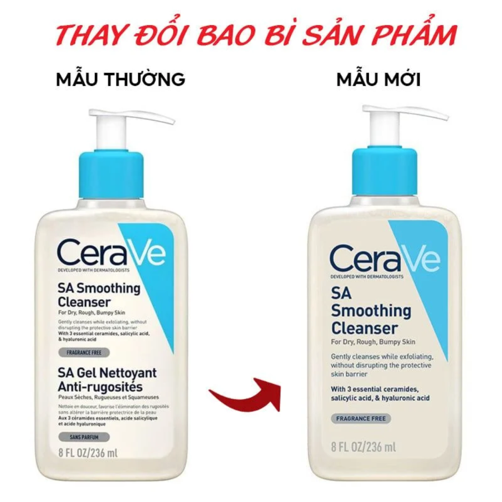 Sữa Rửa Mặt CeraVe Làm Sạch & Tẩy Tế Bào Chết Dịu Nhẹ 236ml SA Smoothing Cleanser