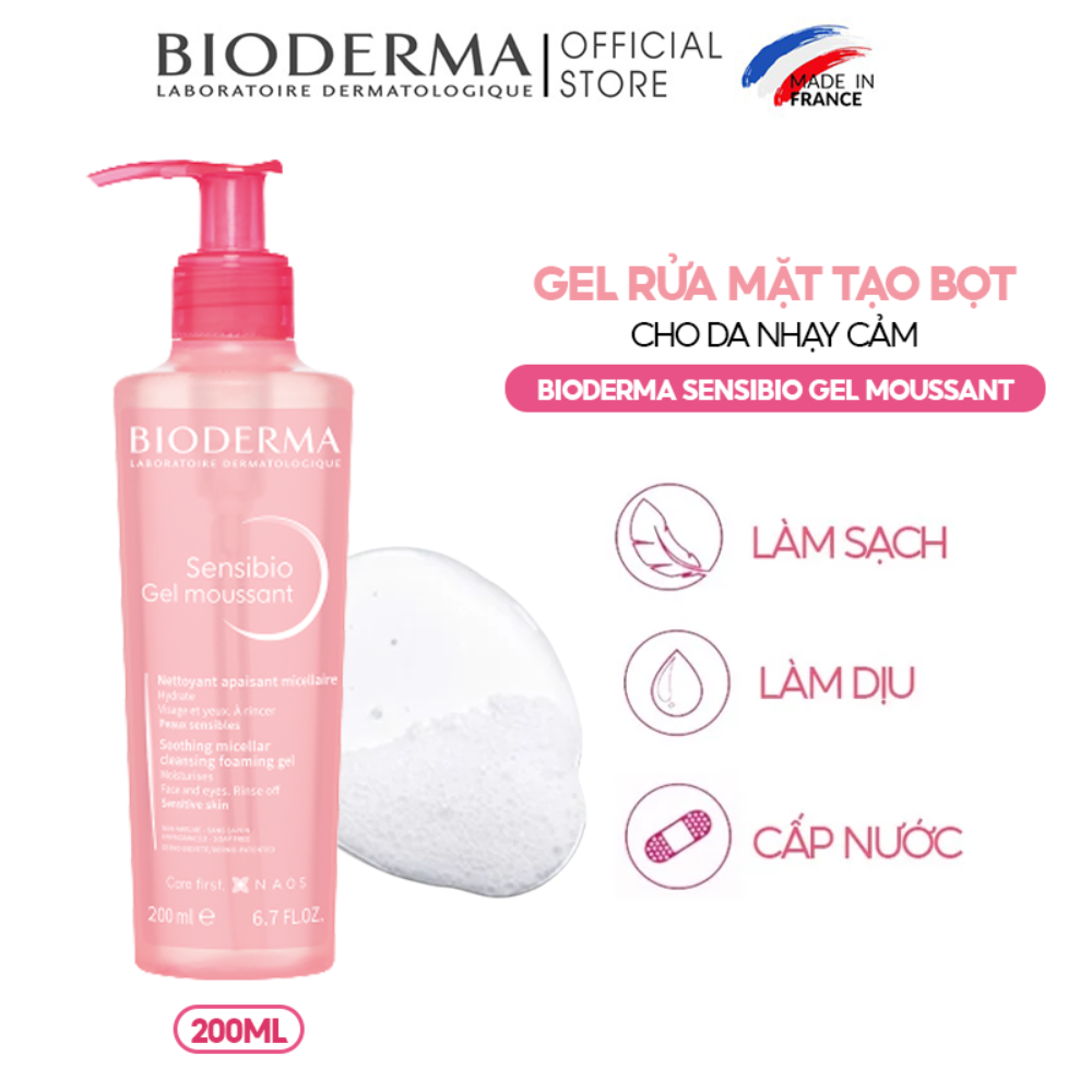 Gel Rửa Mặt Bioderma Tạo Bọt Cho Da Nhạy Cảm 200ml
