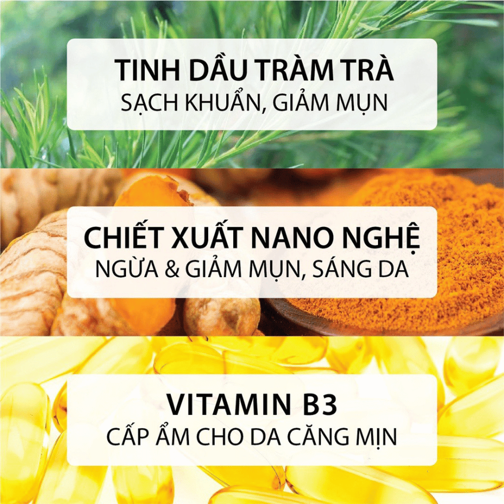 Sữa Rửa Mặt Milaganics Tràm Trà Nano Nghệ Ngừa Mụn 135ml