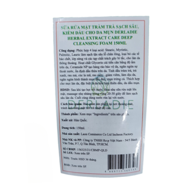 Sữa Rửa Mặt Derladie Tràm Trà Sạch Sâu, Kiềm Dầu 150ml