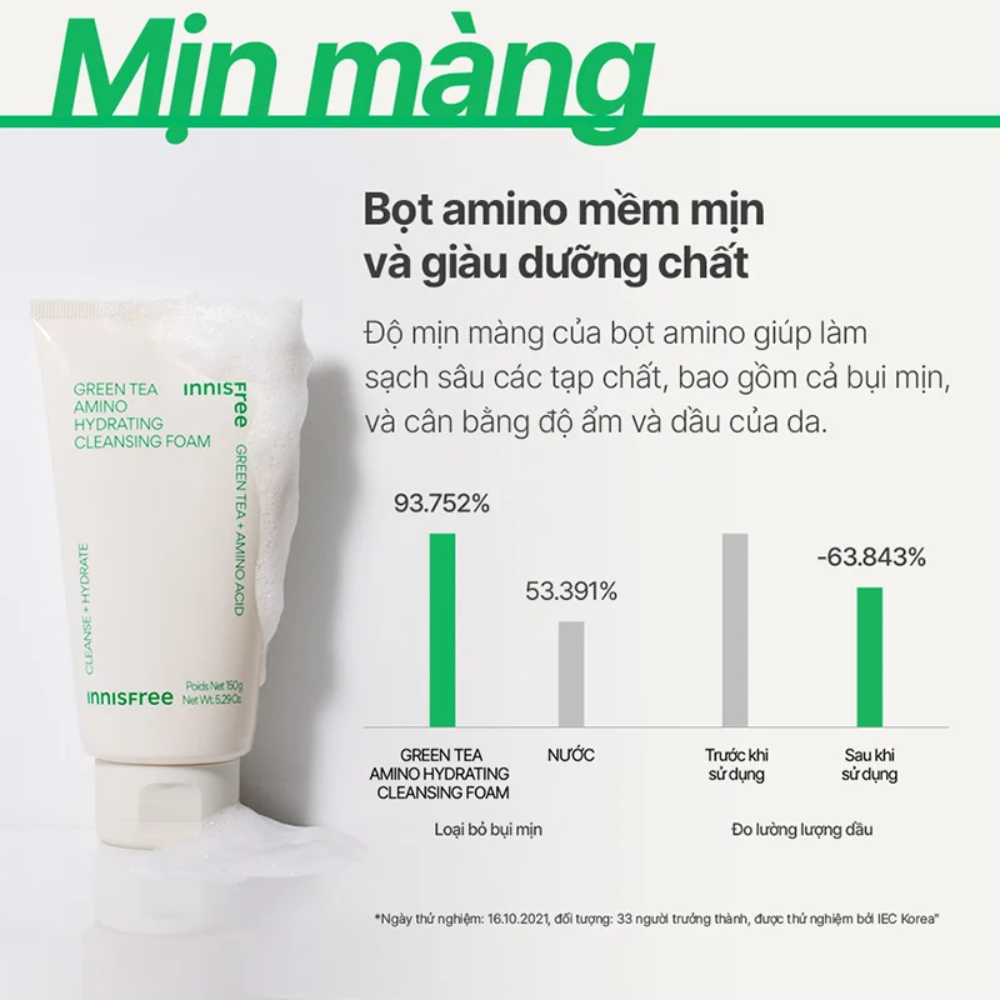 Sữa Rửa Mặt innisfree Dưỡng Ẩm Chiết Xuất Trà Xanh 150g (Mới)