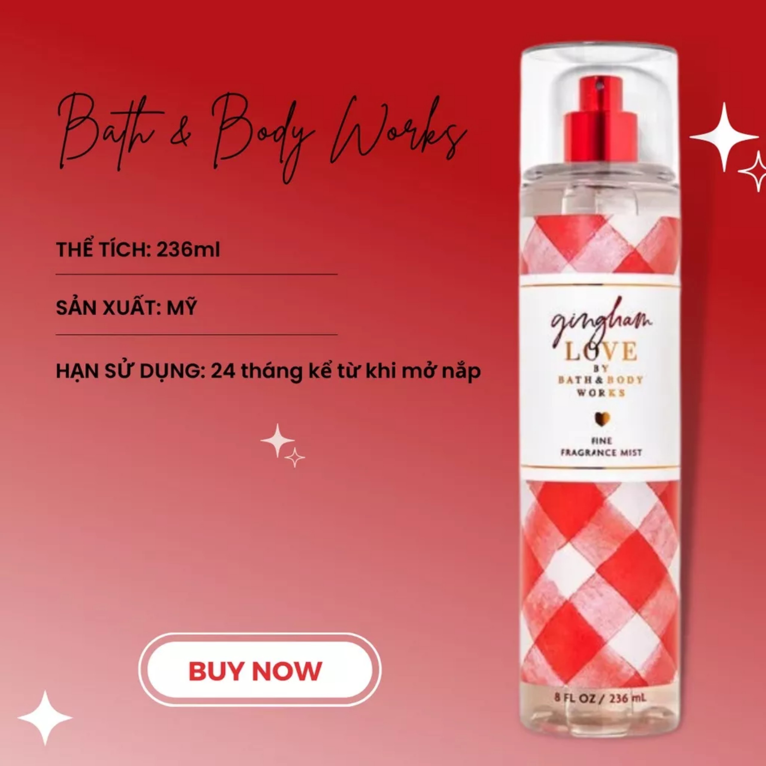 Xịt Thơm Toàn Thân Gingham Love Body Mist Bath & Body Work 236ml