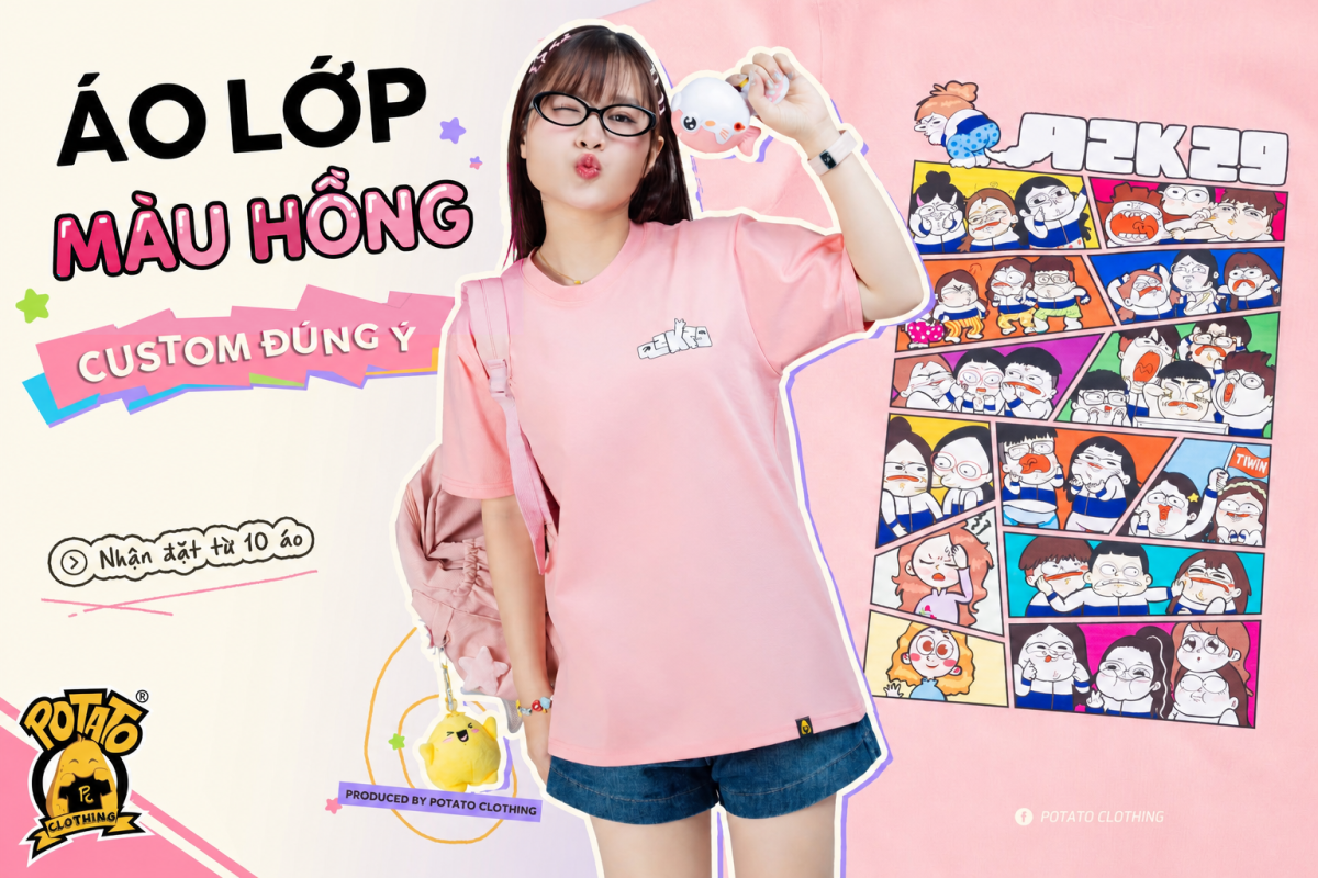 Gợi ý +10 các mẫu áo lớp màu hồng trẻ trung, dễ thương tại Potato Clothing
