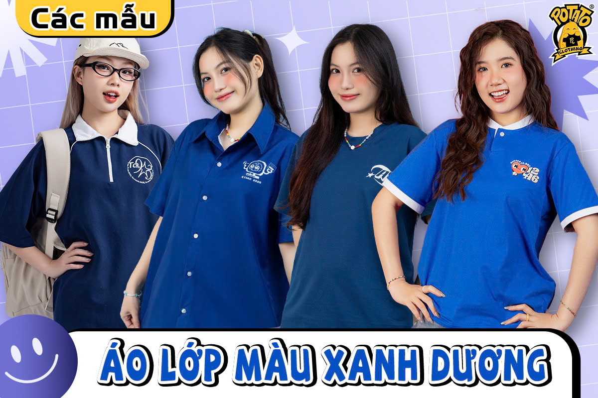 Tổng hợp các mẫu áo lớp màu xanh dương đẹp tại Potato Clothing
