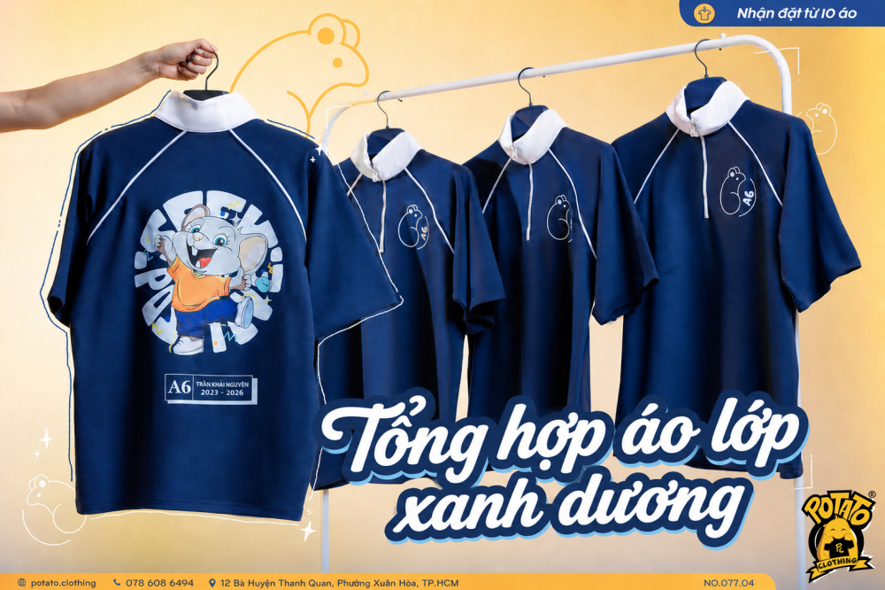 Tổng hợp các mẫu áo lớp màu xanh dương đẹp nhất tại Potato Clothing