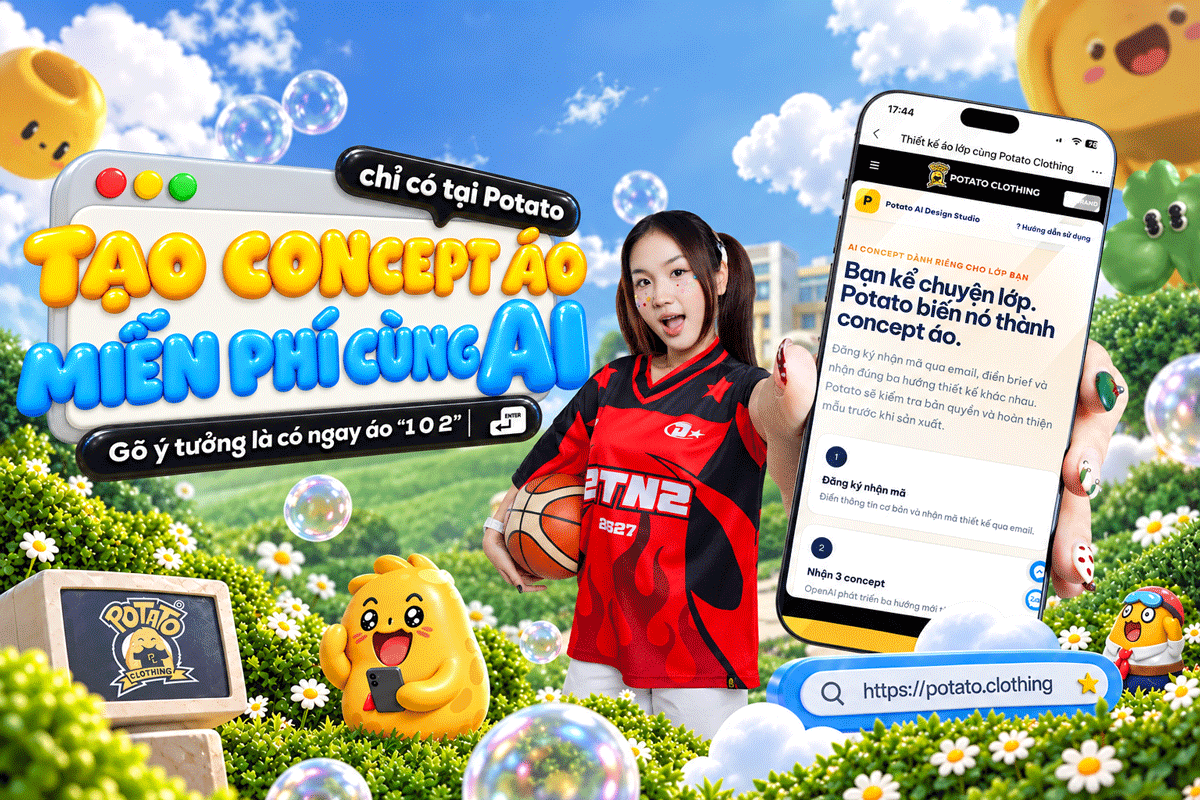 Hướng dẫn 7 bước thiết kế áo lớp miễn phí bằng AI tại Potato