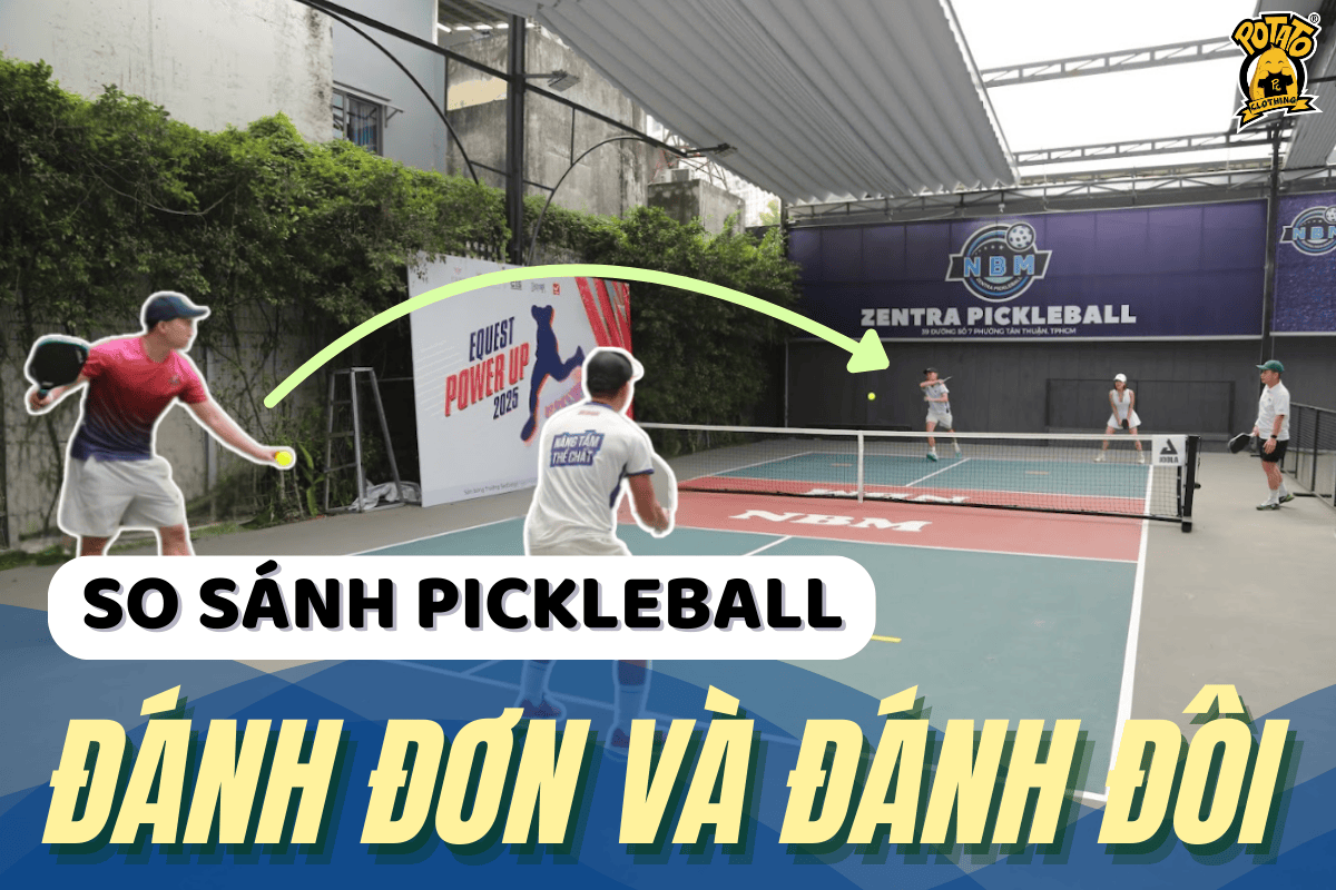 So sánh luật chơi pickleball đánh đơn và đánh đôi
