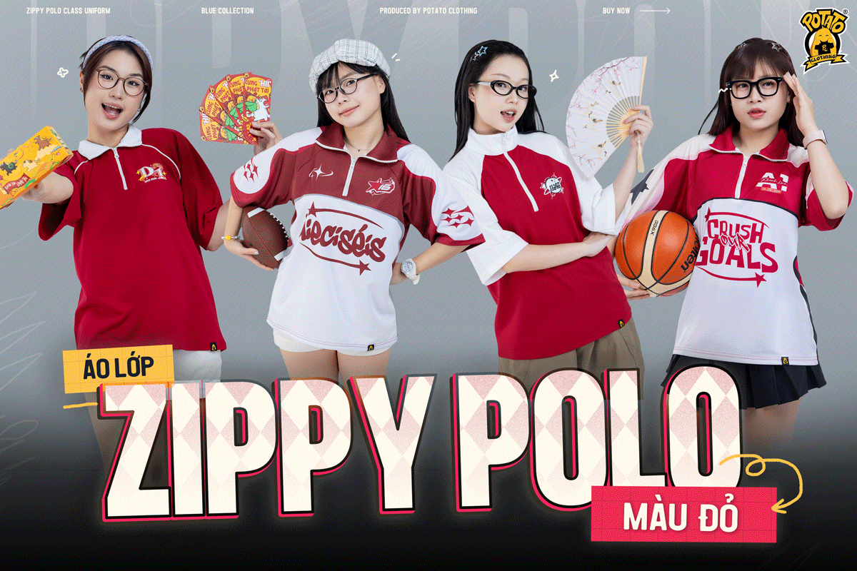 Khám phá 5 kiểu thiết kế áo lớp zippy polo đỏ cực chất cho tập thể cá tính tại Potato Clothing