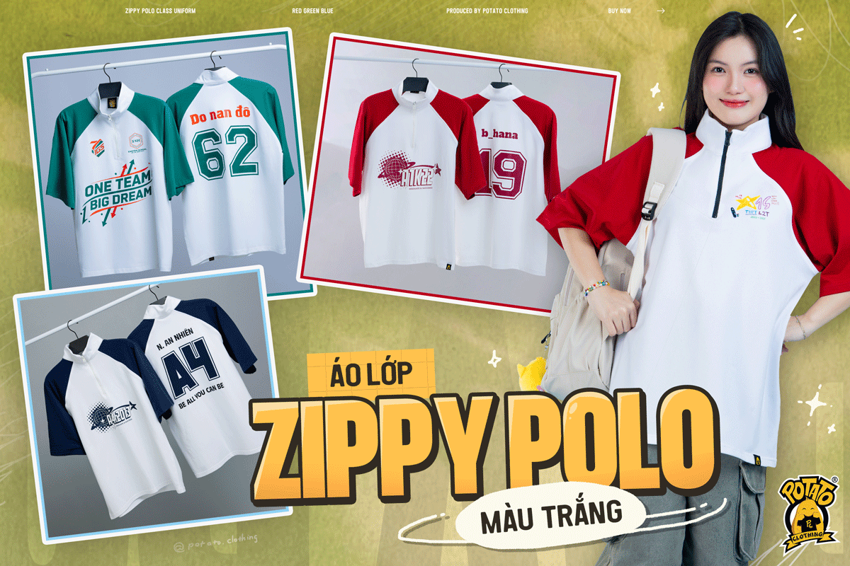 Khám phá ngay 4 kiểu áo lớp zippy polo raglan trắng giúp lớp mình sáng bừng khung hình