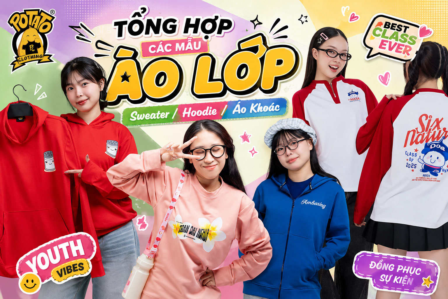 Tổng hợp 30+ mẫu áo lớp sweater/hoodie/áo khoác tại Potato Clothing