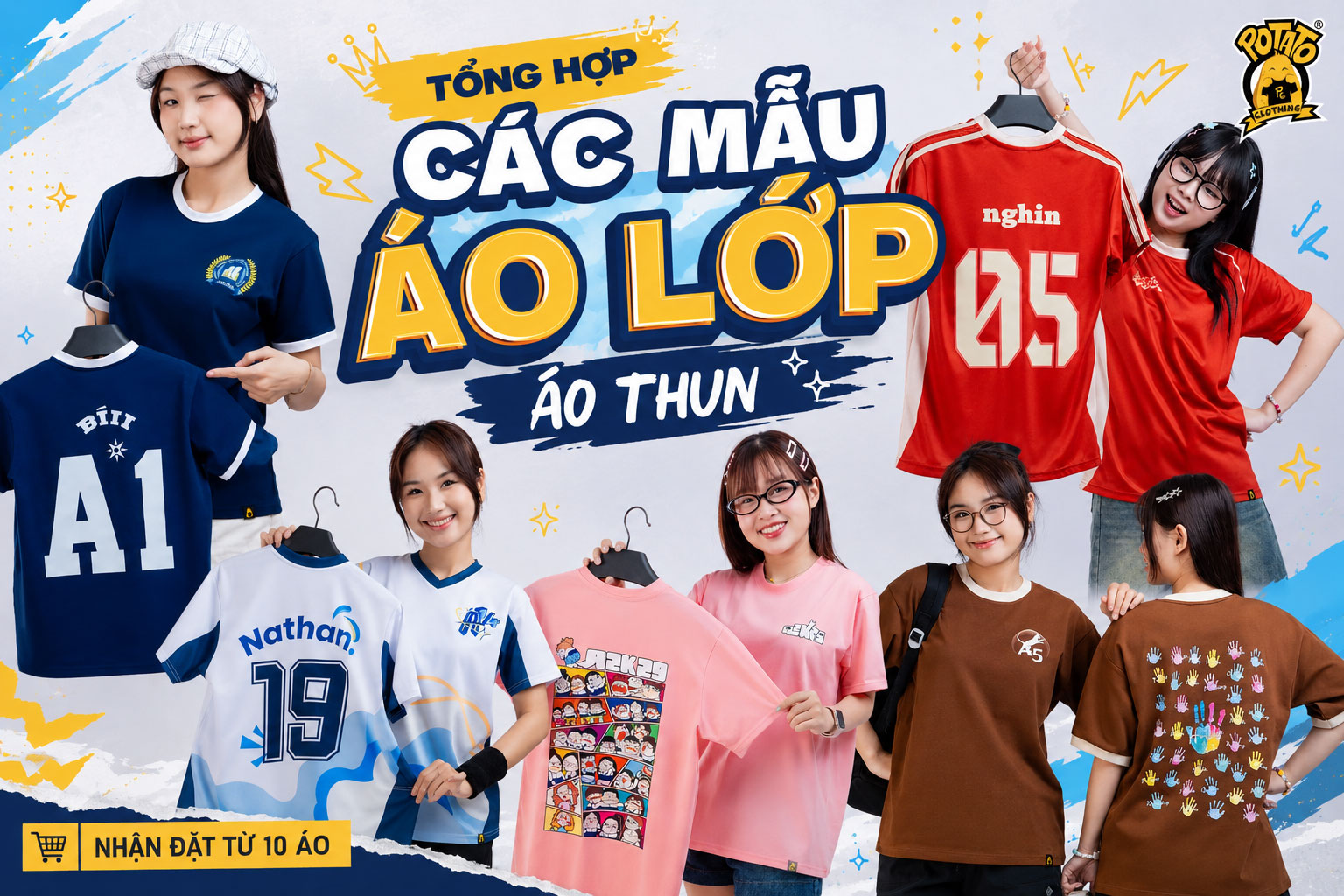 Tổng hợp 50+ mẫu áo lớp áo thun cổ tròn cực chất, chuẩn gu tại Potato Clothing