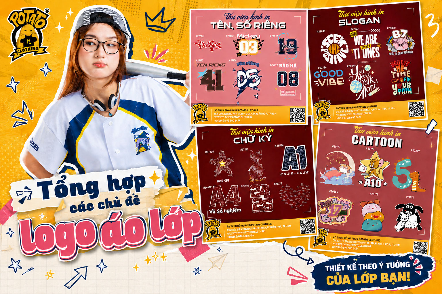 Tổng hợp các chủ đề logo áo lớp siêu ngầu cho Gen Z tại Potato