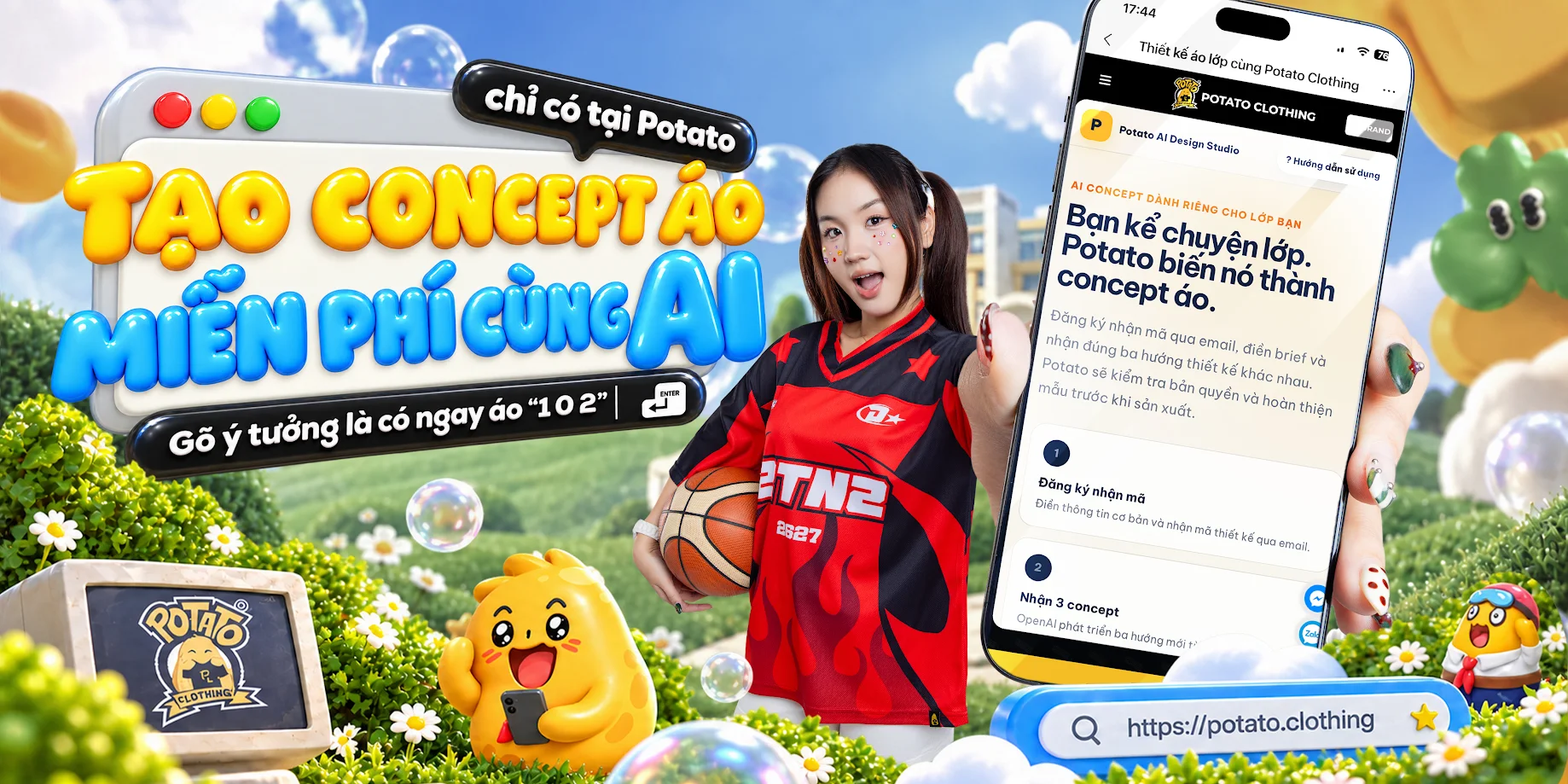Tạo concept áo lớp miễn phí cùng Potato AI Design Studio