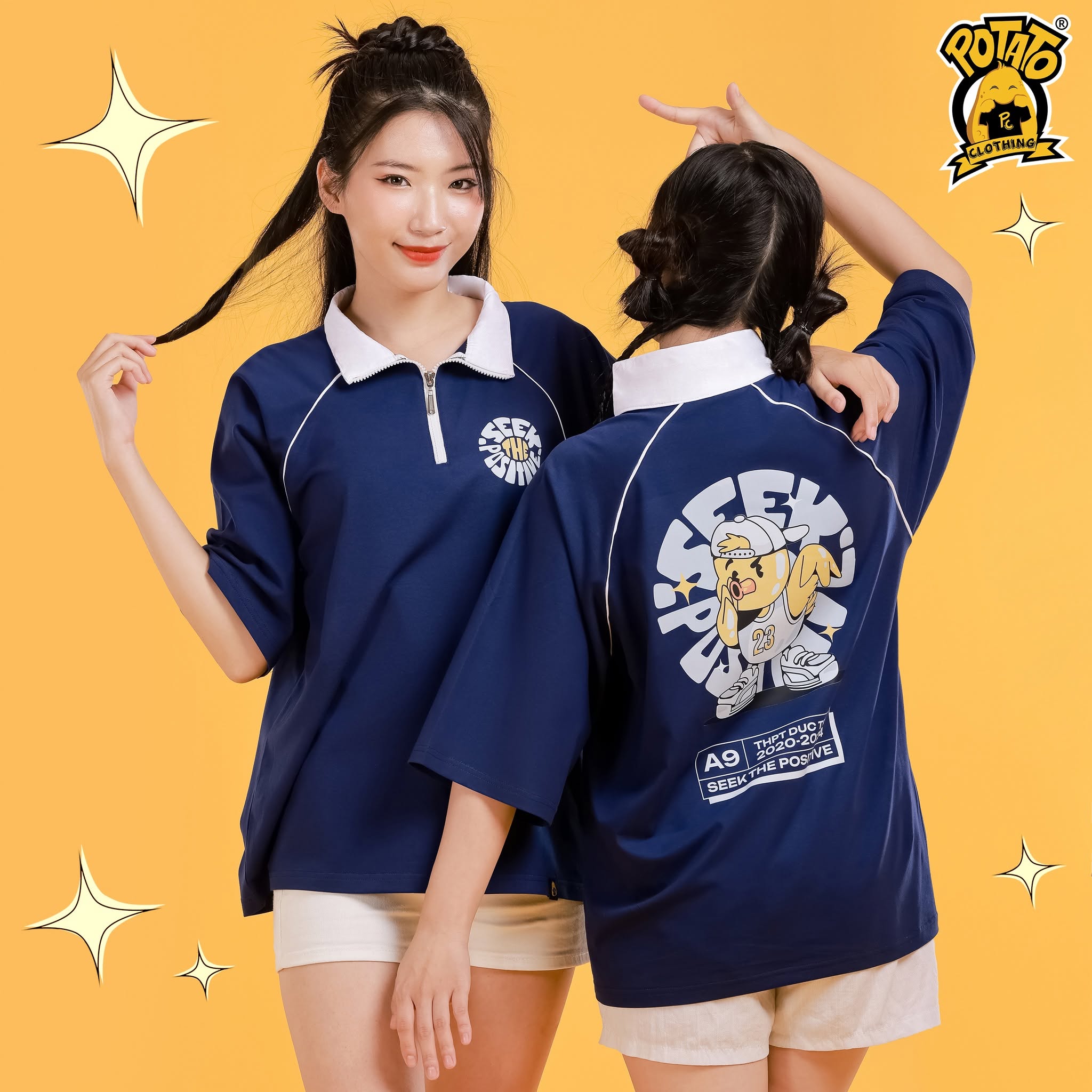 Áo polo zippy xanh dương mẫu 2