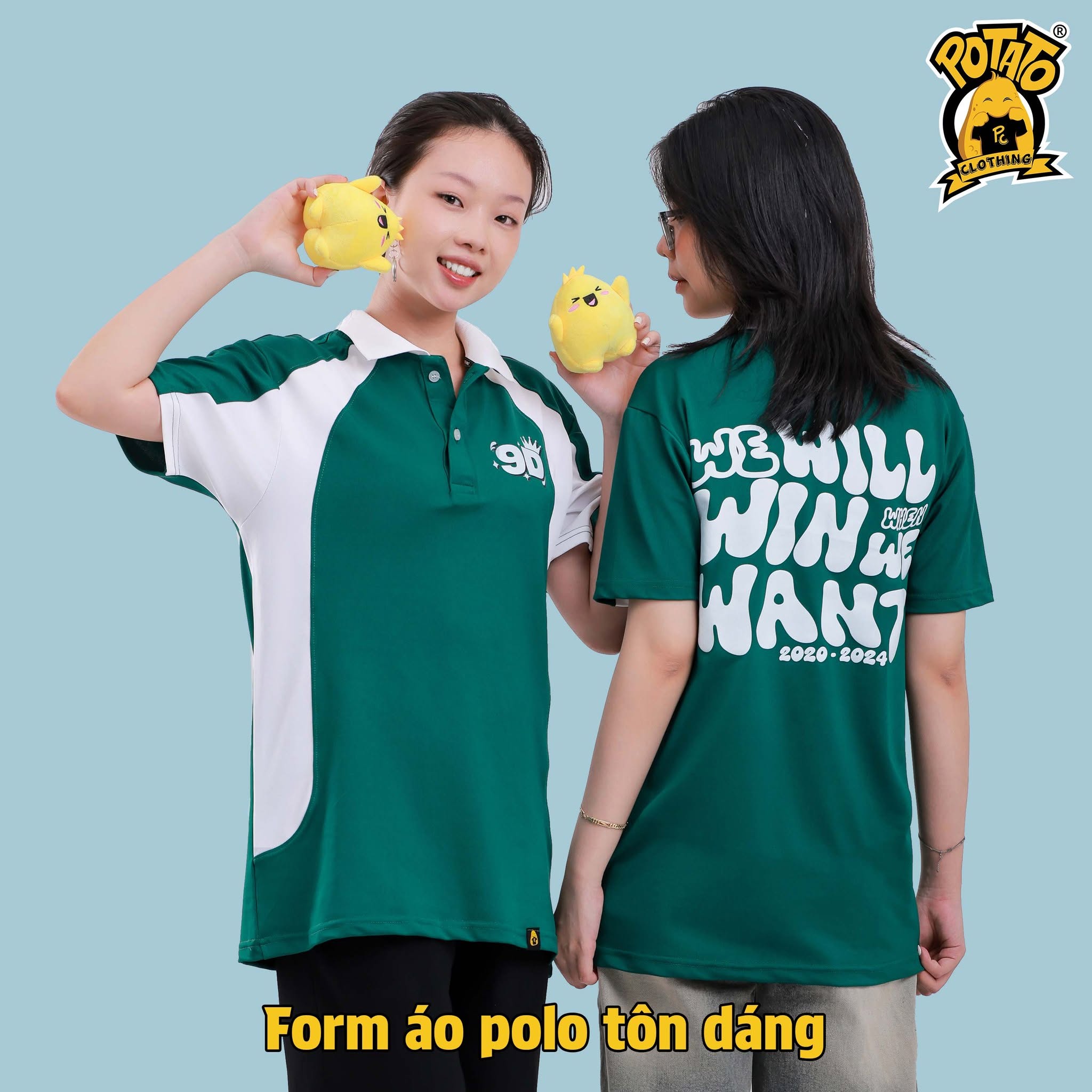 Áo lớp polo xanh lá mẫu 1