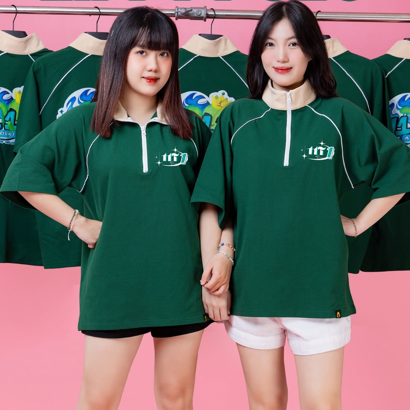 Áo lớp polo zippy xanh lá mẫu 3