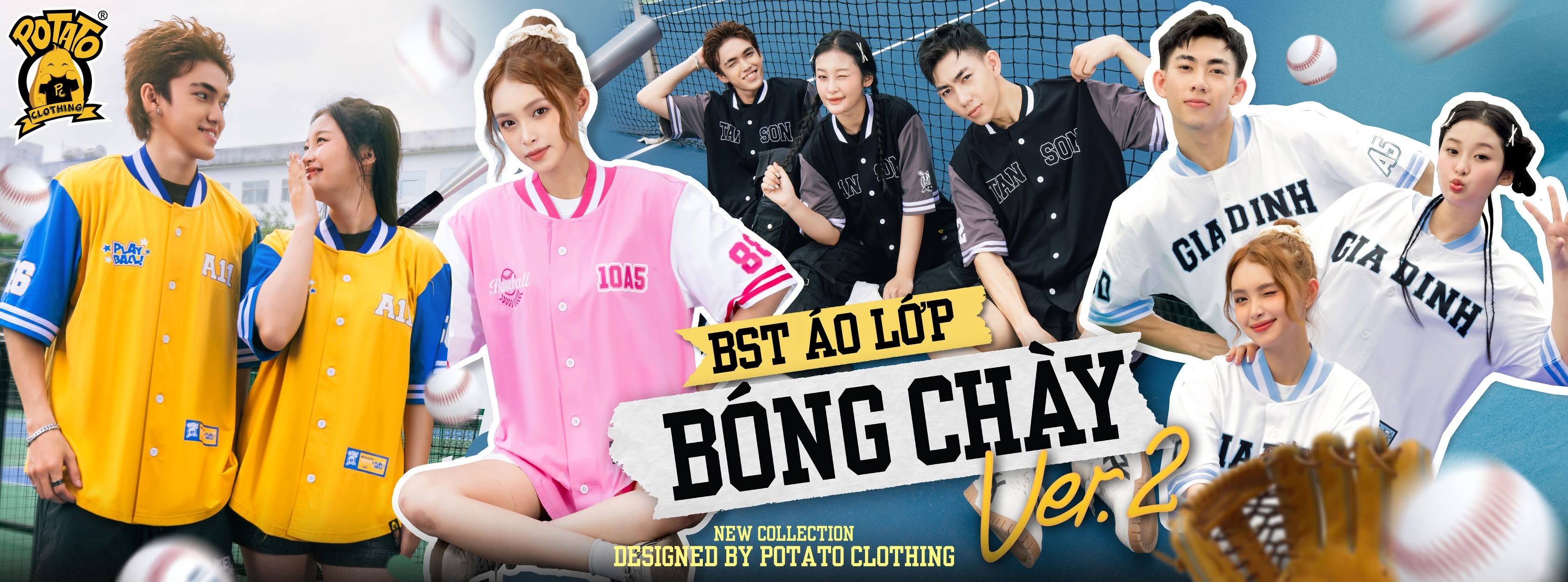 Áo lớp phong cách bóng chày Potato Clothing