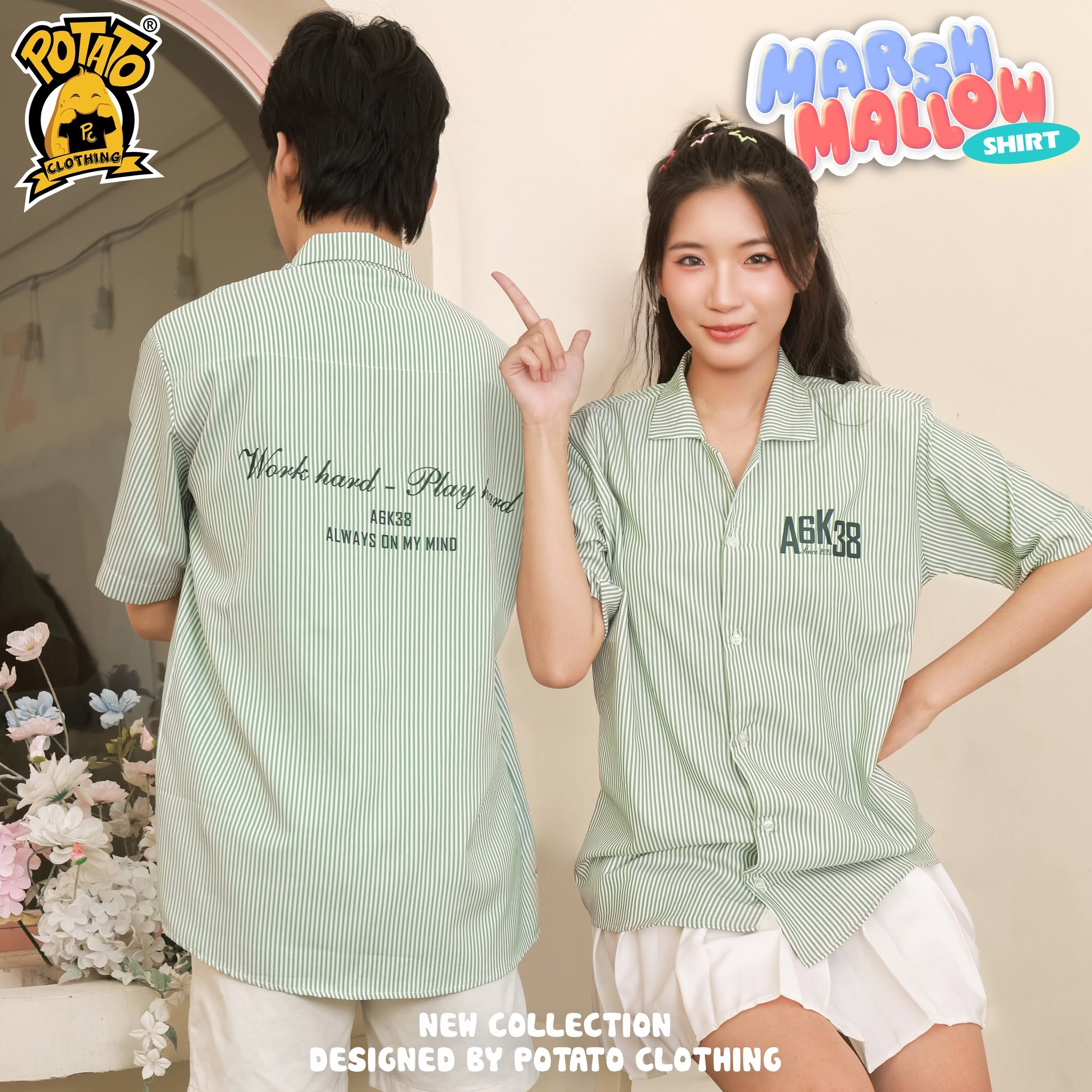 Áo lớp sơ mi xanh lá mẫu 3