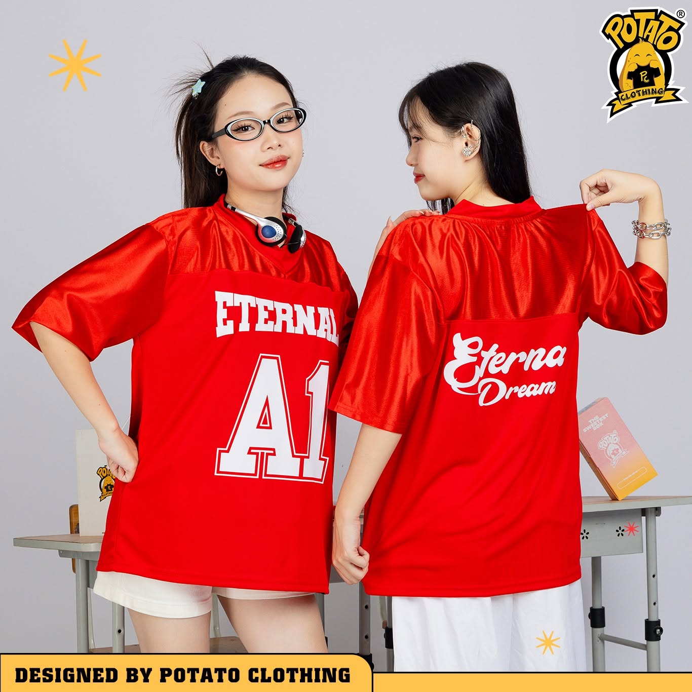 Áo football jersey đỏ mẫu 6