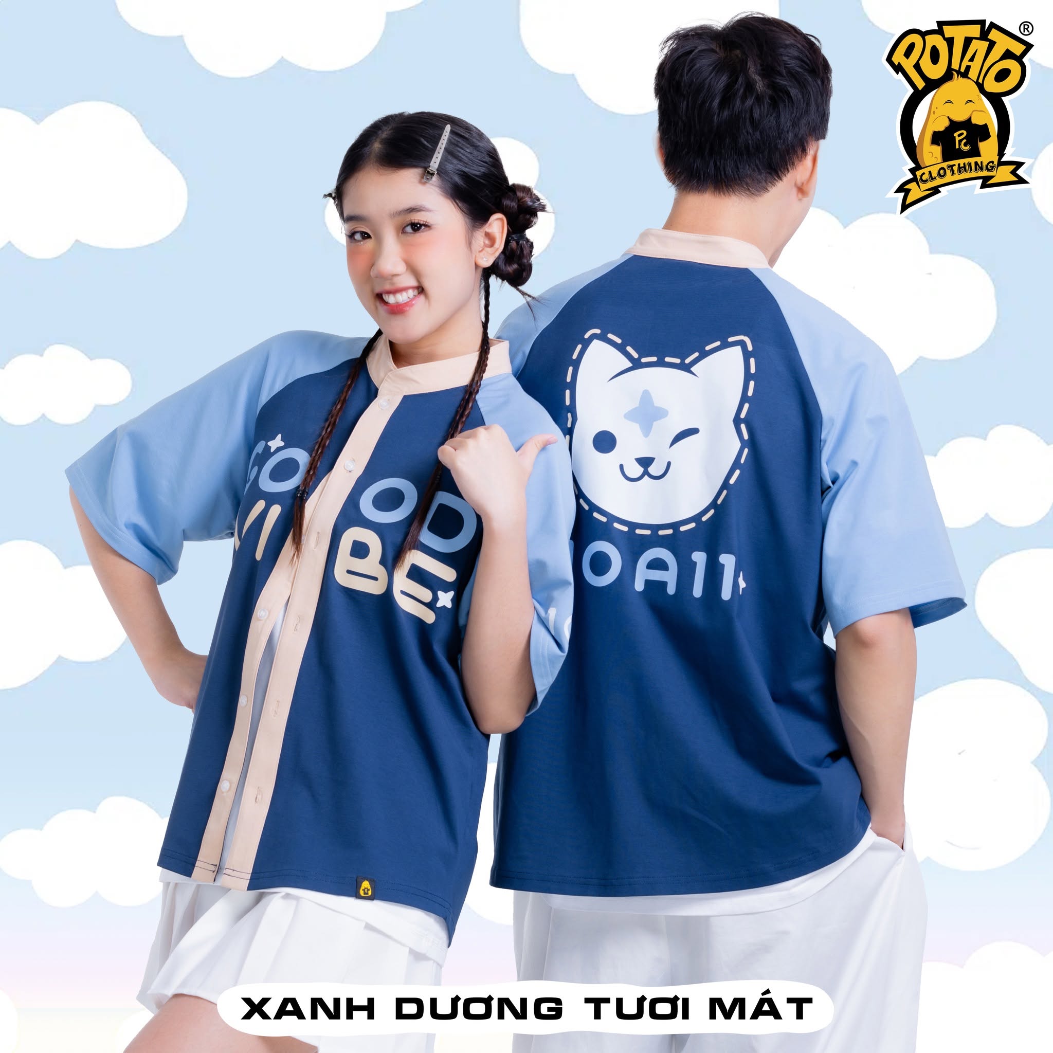 Áo sơ mi xanh dương mẫu 2