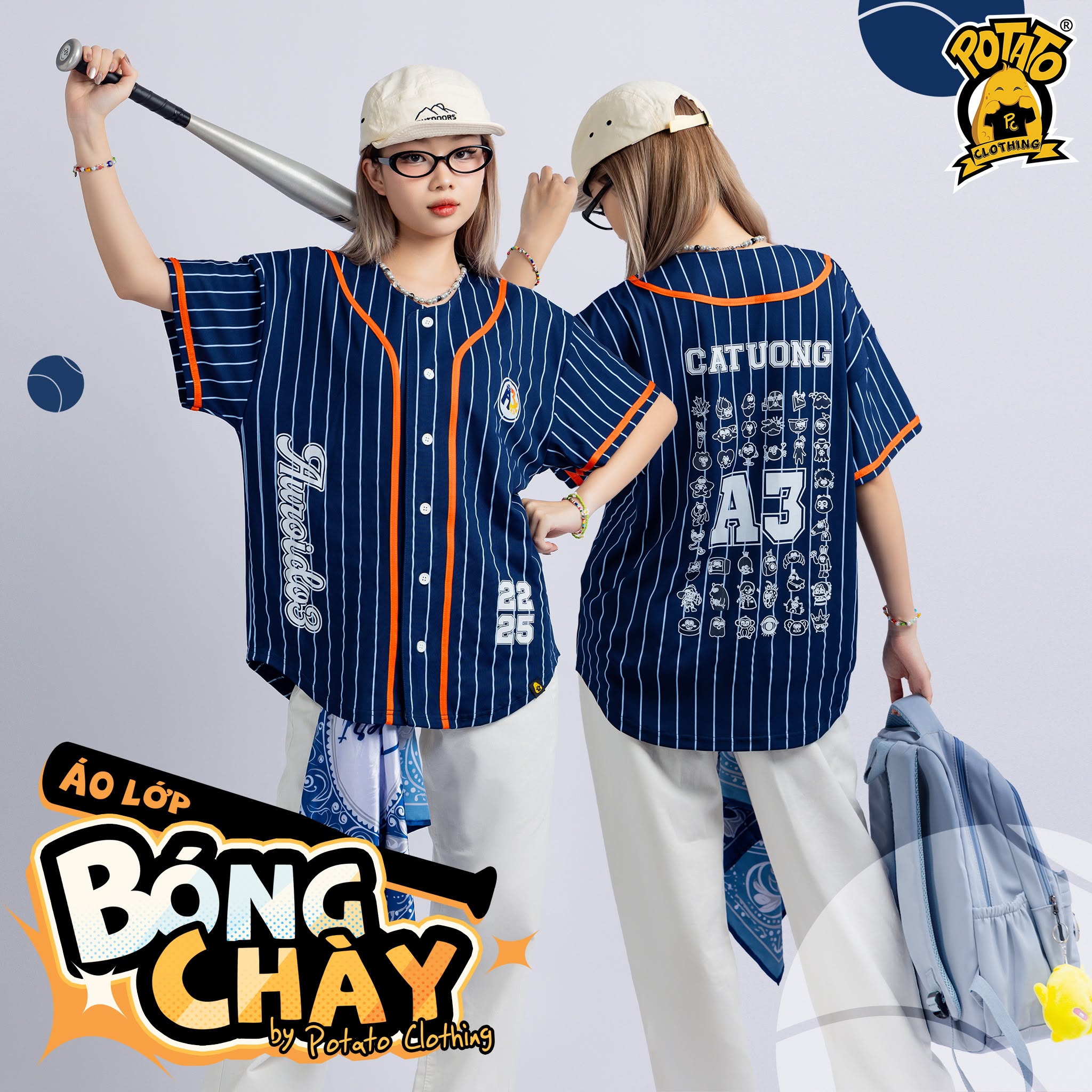 Áo bóng chày xanh dương mẫu 1