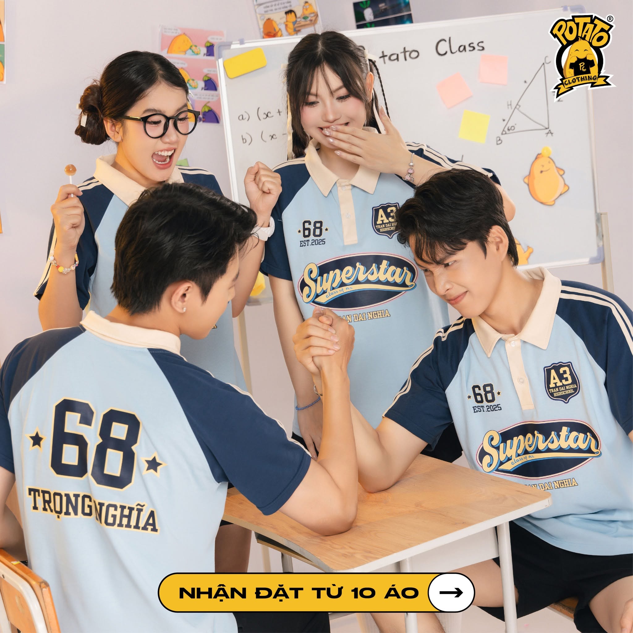 Áo polo xanh dương mẫu 6
