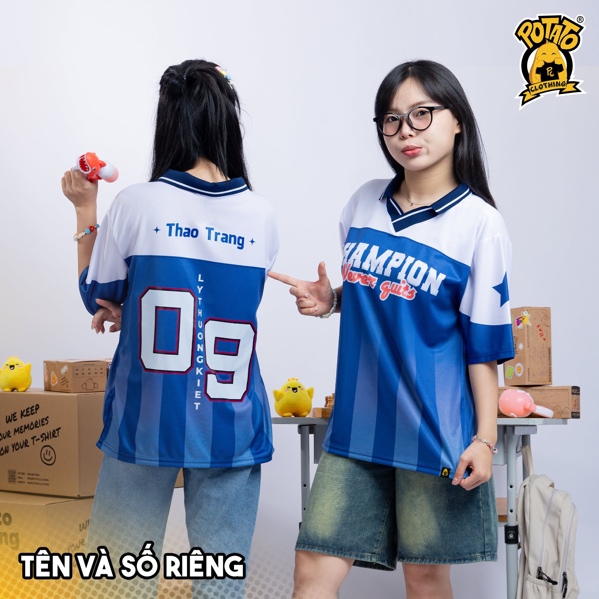 Áo football jersey xanh dương mẫu 1
