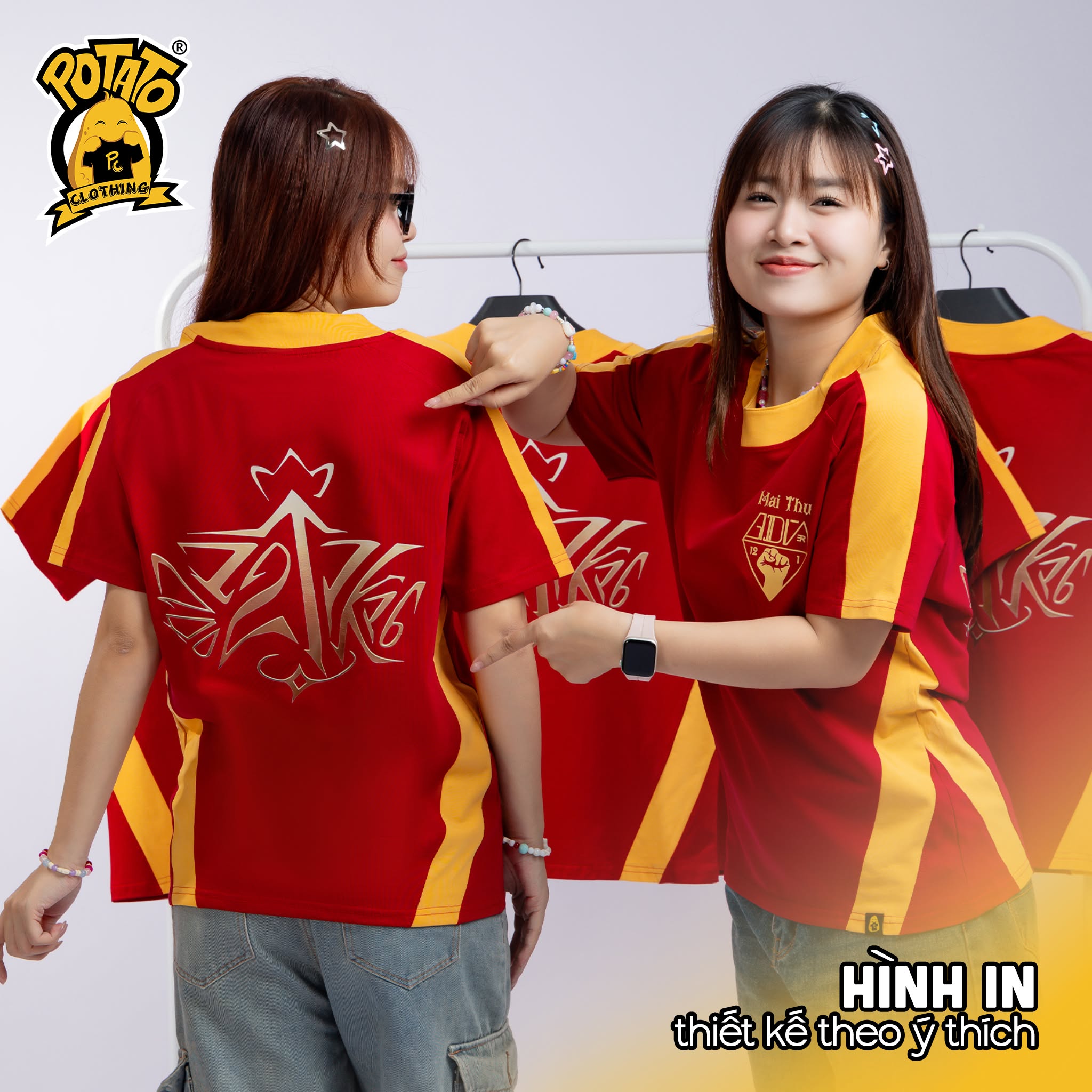 Áo thun cổ tròn đỏ mẫu 1