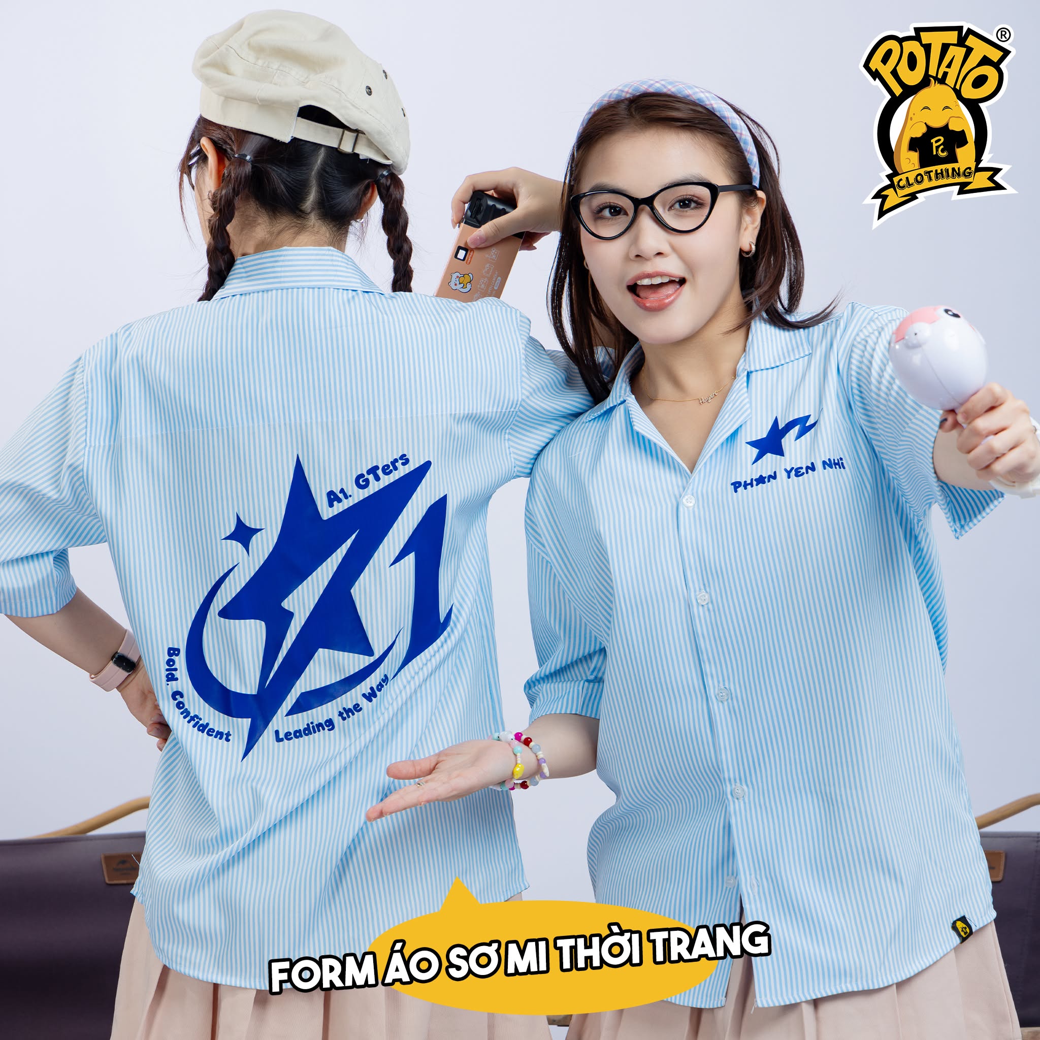 Áo sơ mi xanh dương mẫu 6