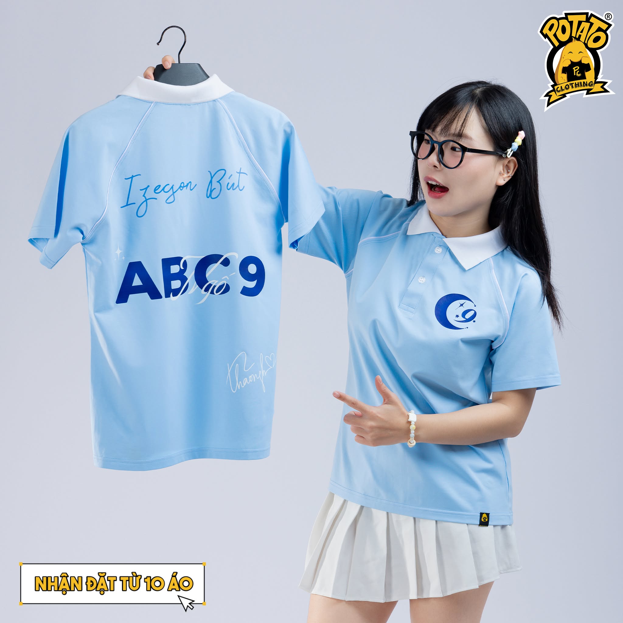 Áo polo xanh dương mẫu 2