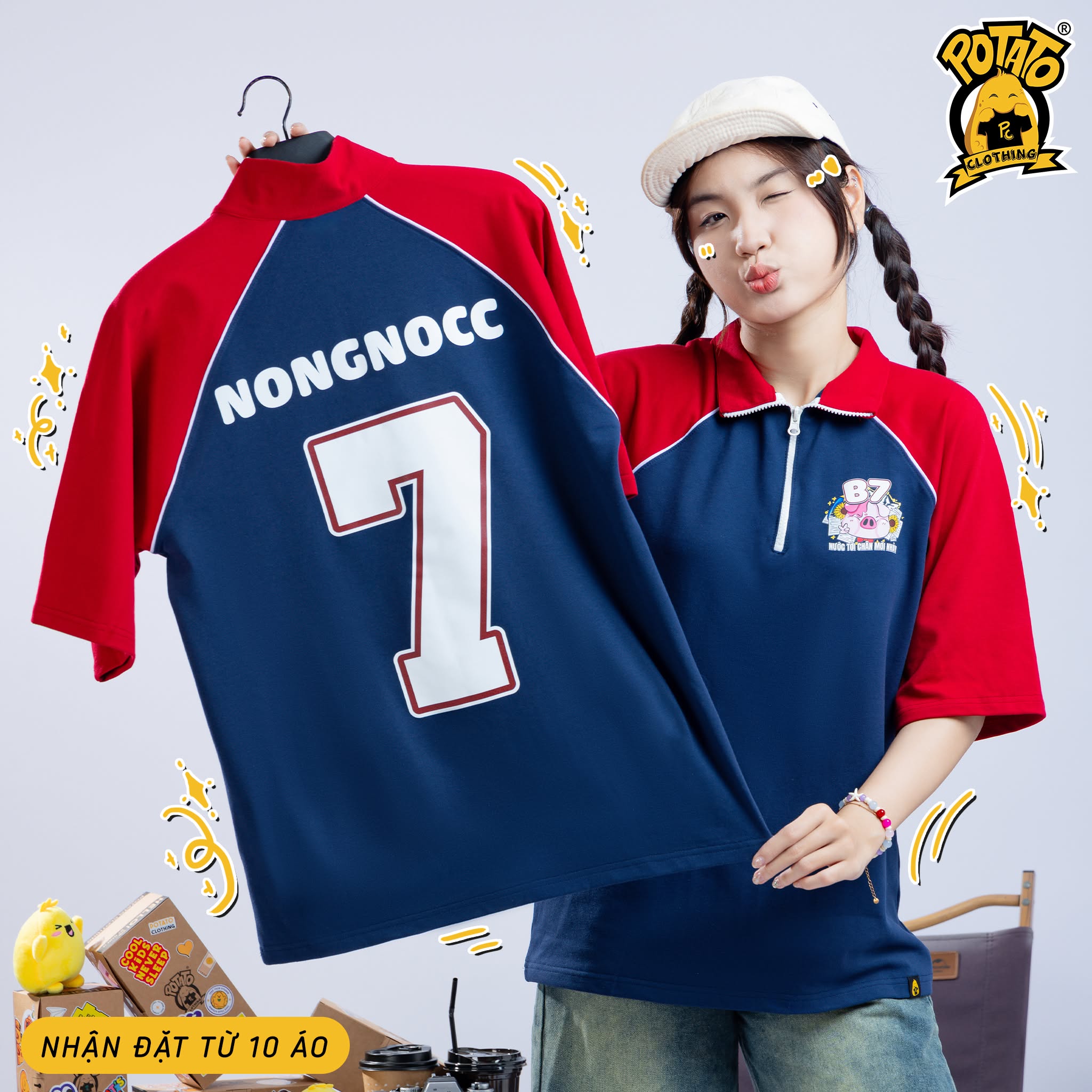 Áo polo zippy xanh dương mẫu 5