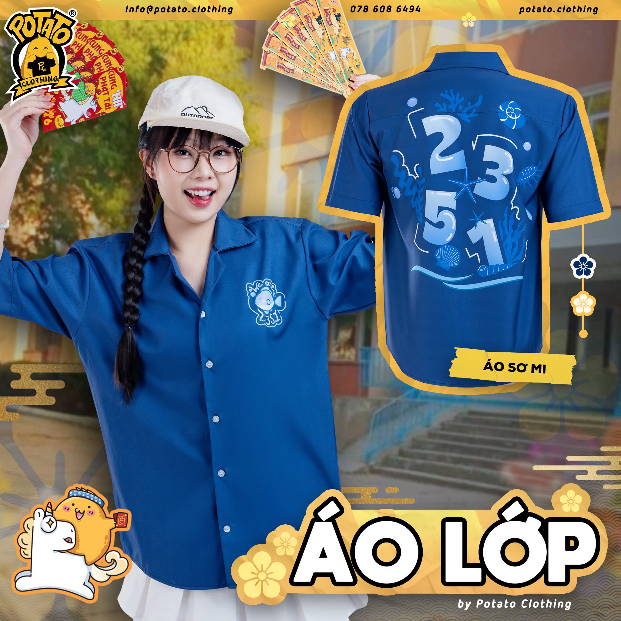 Áo sơ mi xanh dương mẫu 3