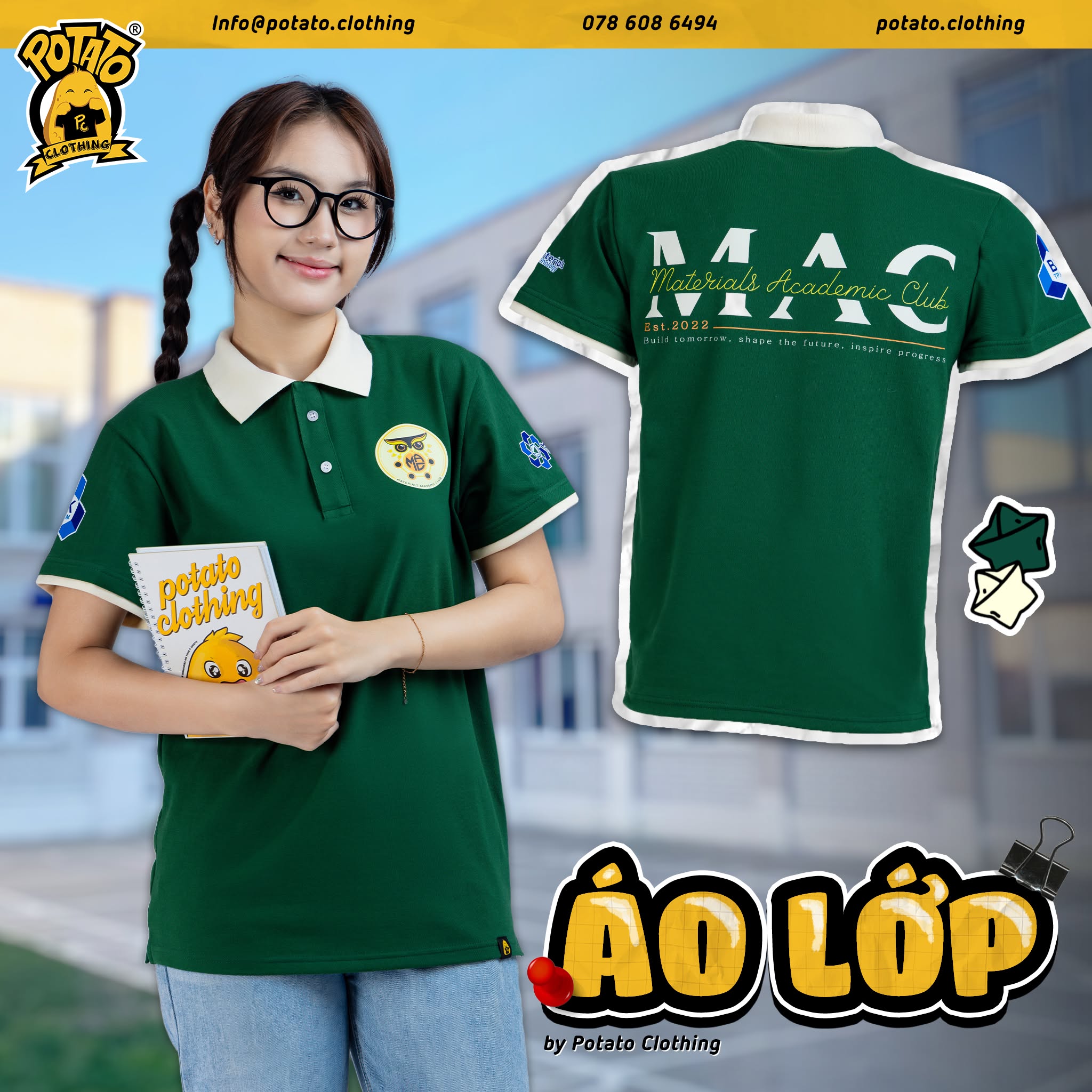 Áo lớp polo xanh lá mẫu 4