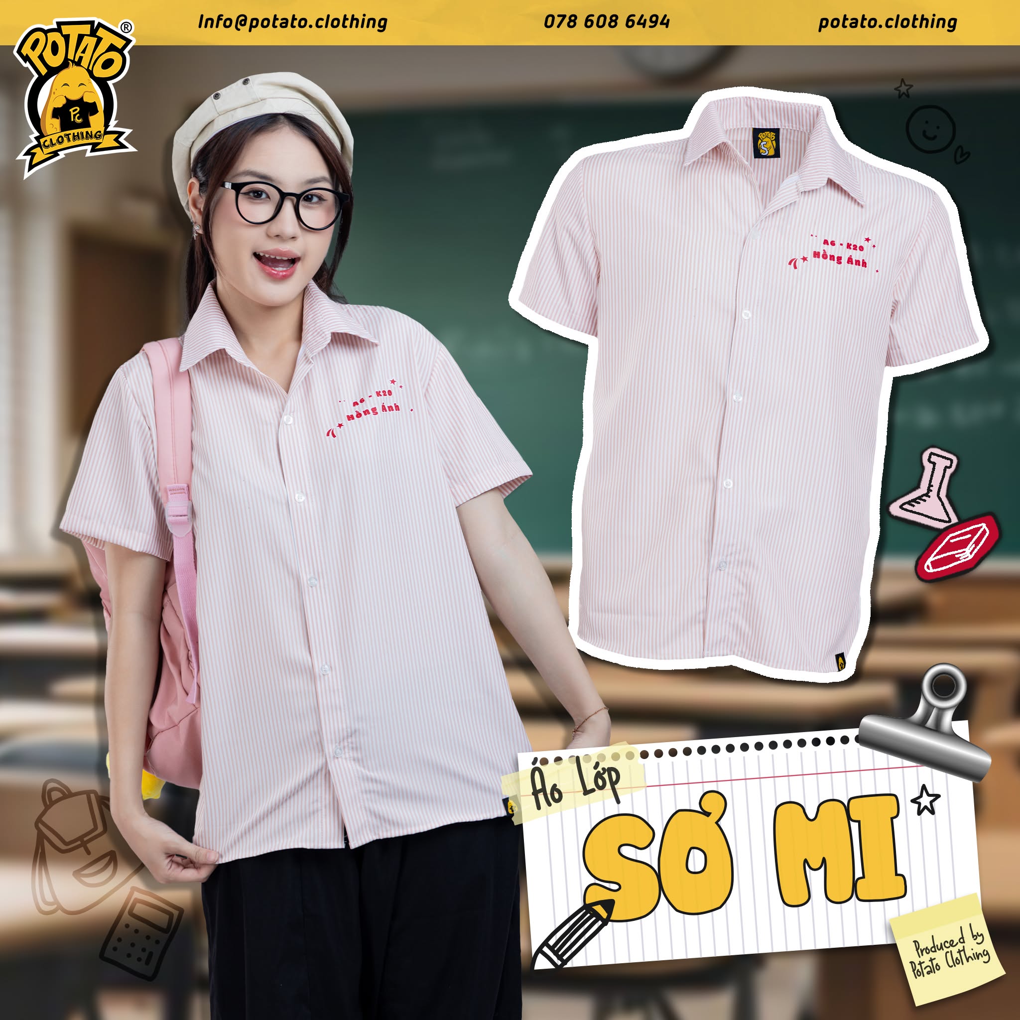 Mẫu áo lớp sơ mi cổ Đức tại Potato Clothing