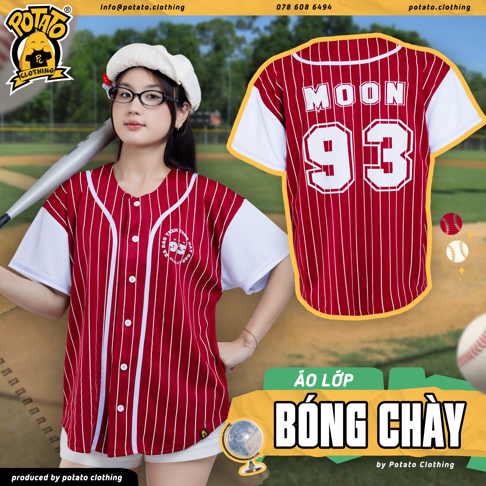 Áo bóng chày đỏ mẫu 6