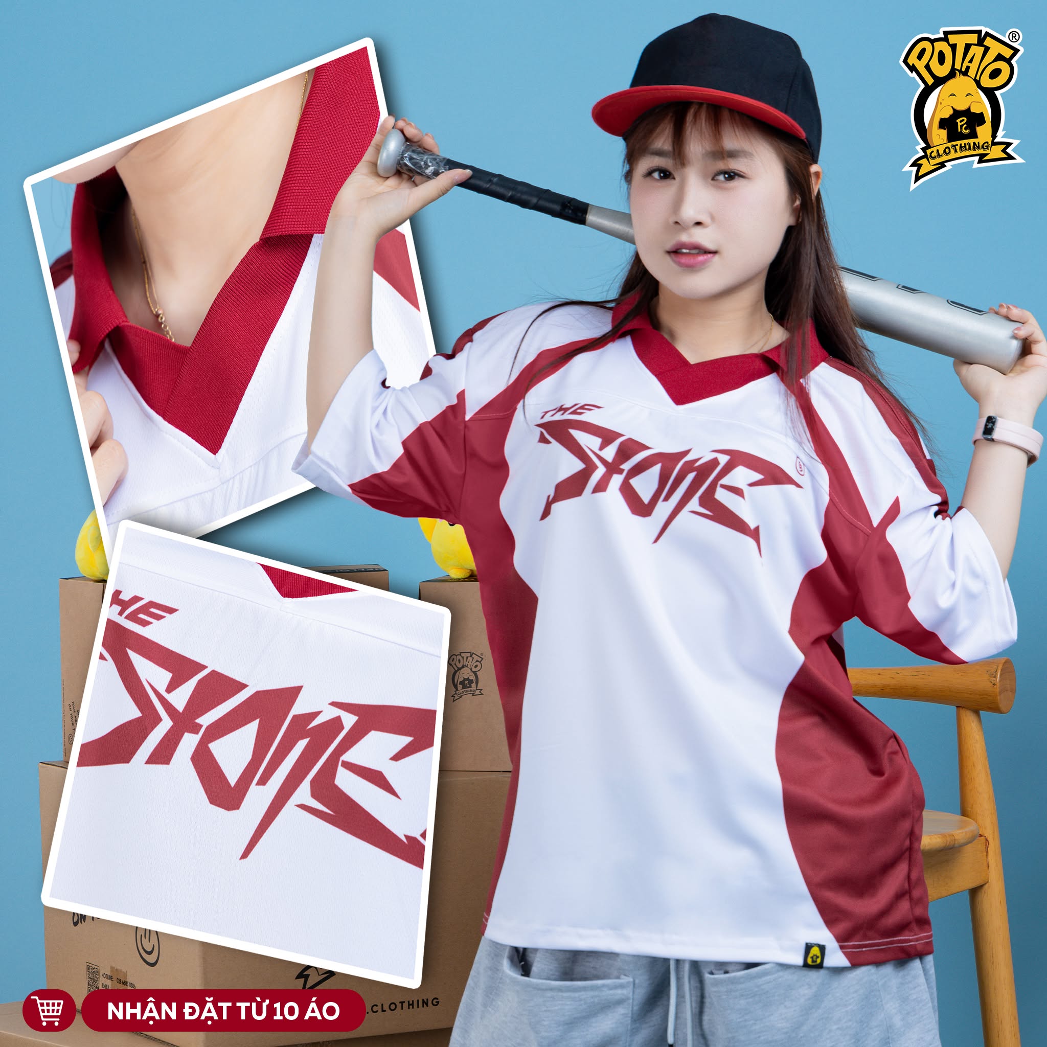 Áo football jersey đỏ mẫu 4