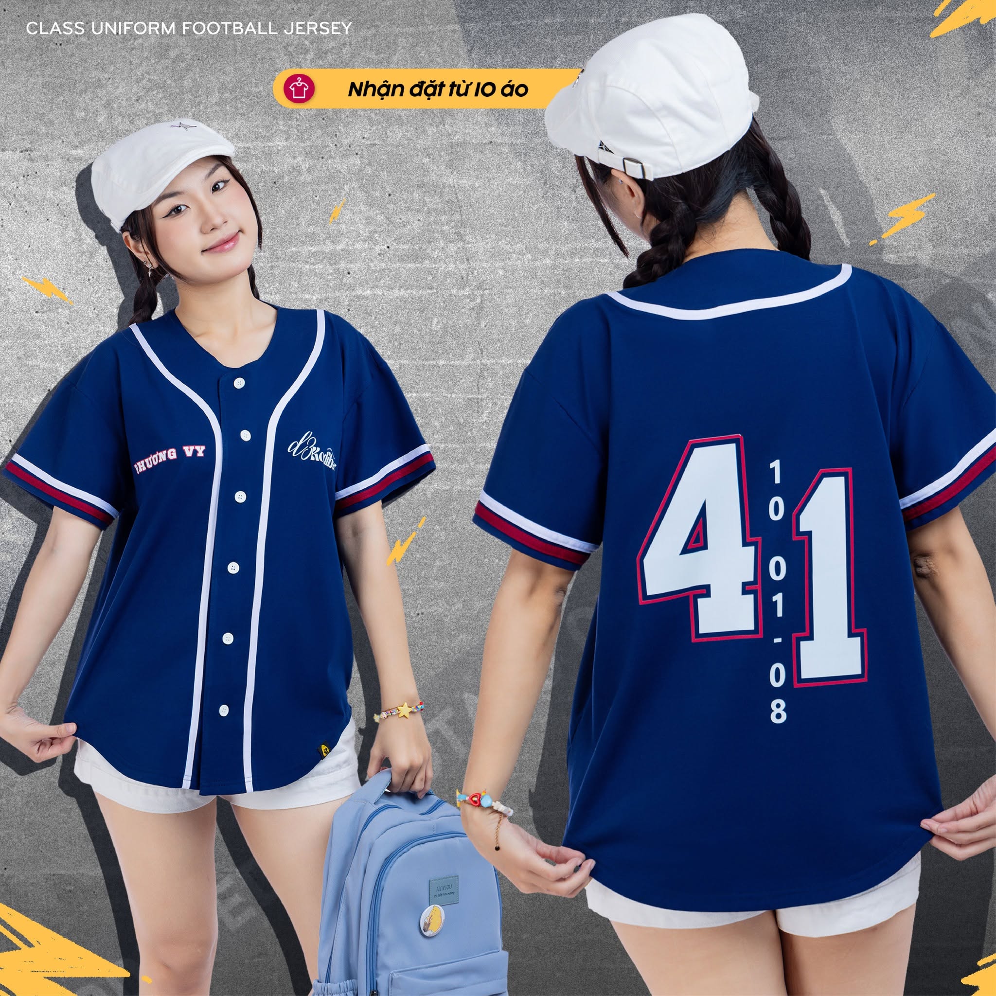 Áo bóng chày xanh dương mẫu 4