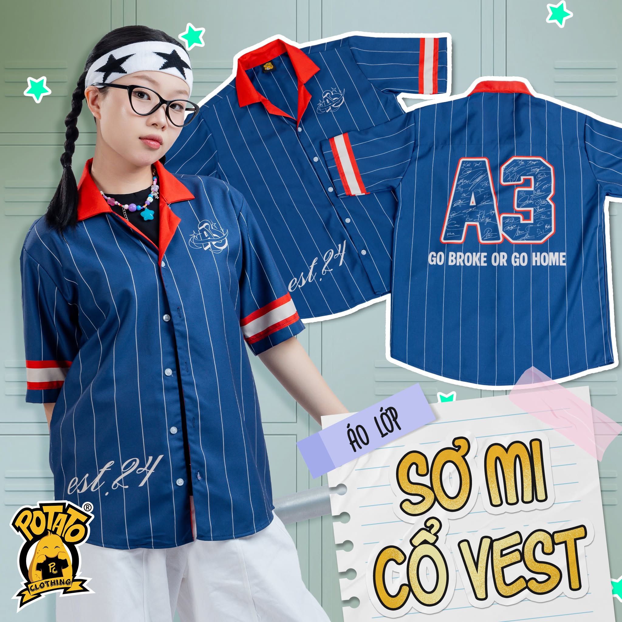Áo sơ mi xanh dương mẫu 1