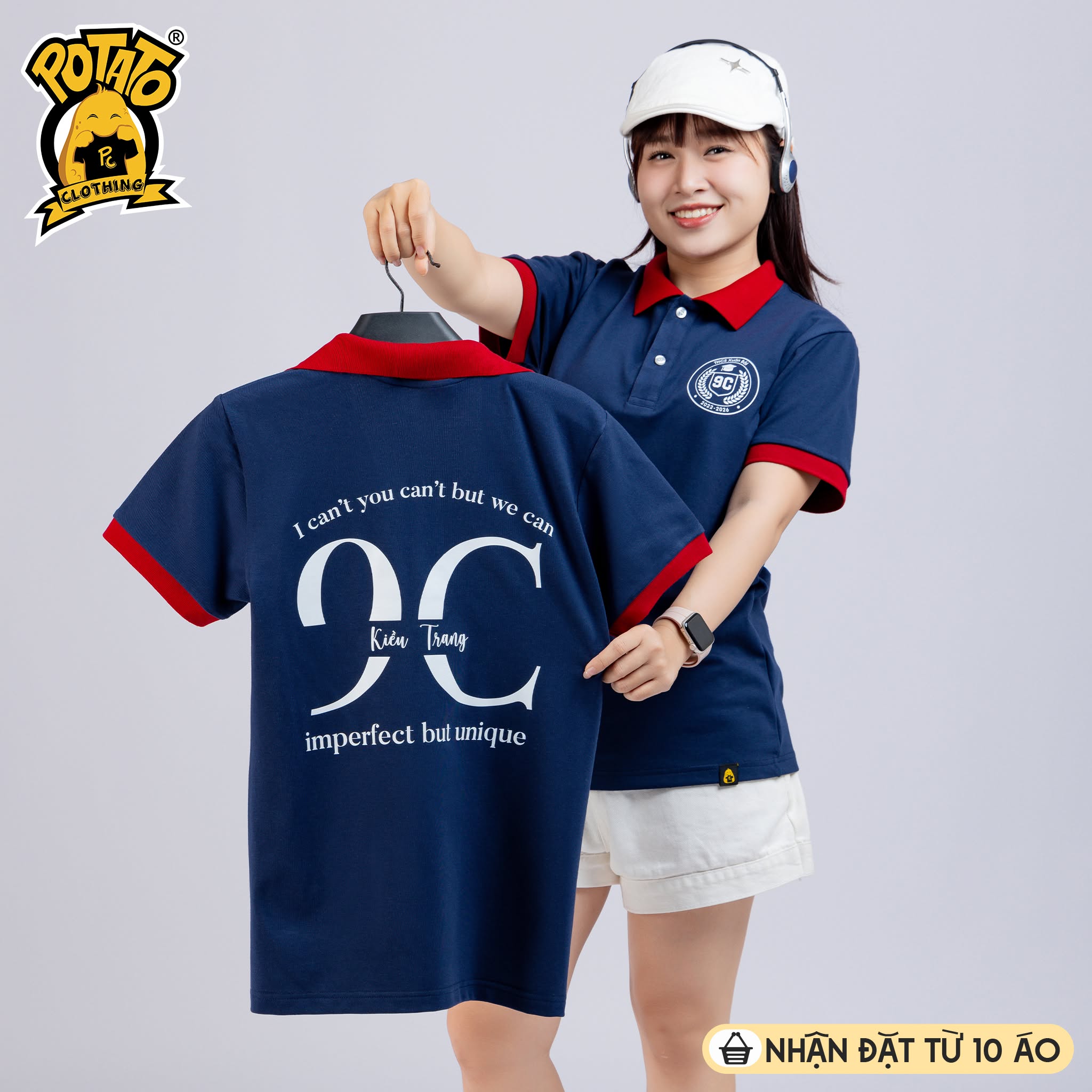 Áo polo xanh dương mẫu 5